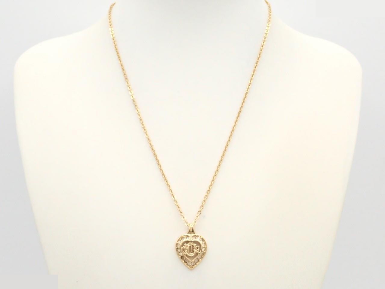 Heart-shaped rhinestone logo necklace/pendant, approximately 48cm in circumference. — view 3