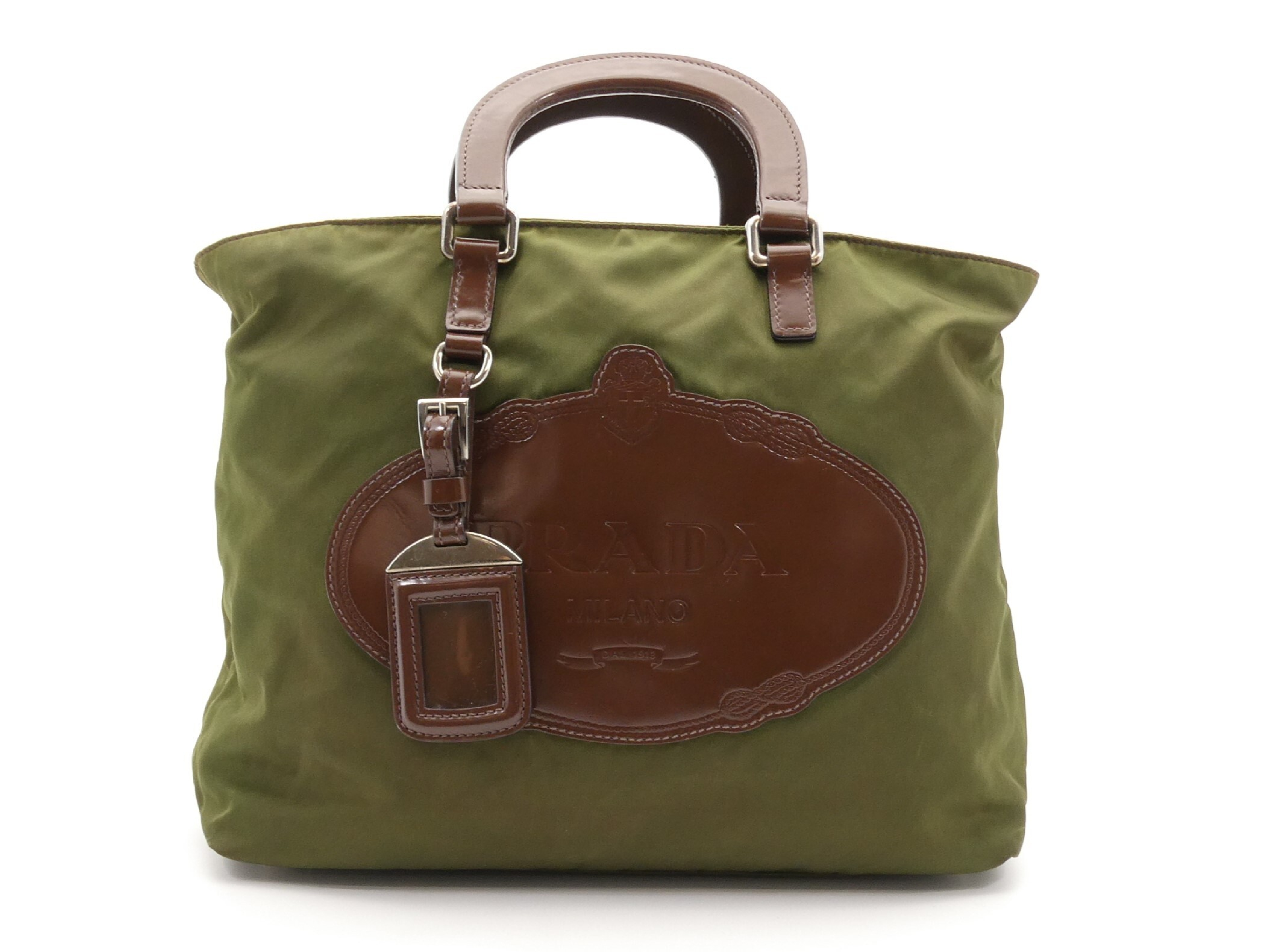 Logo Nylon Leather Handbag