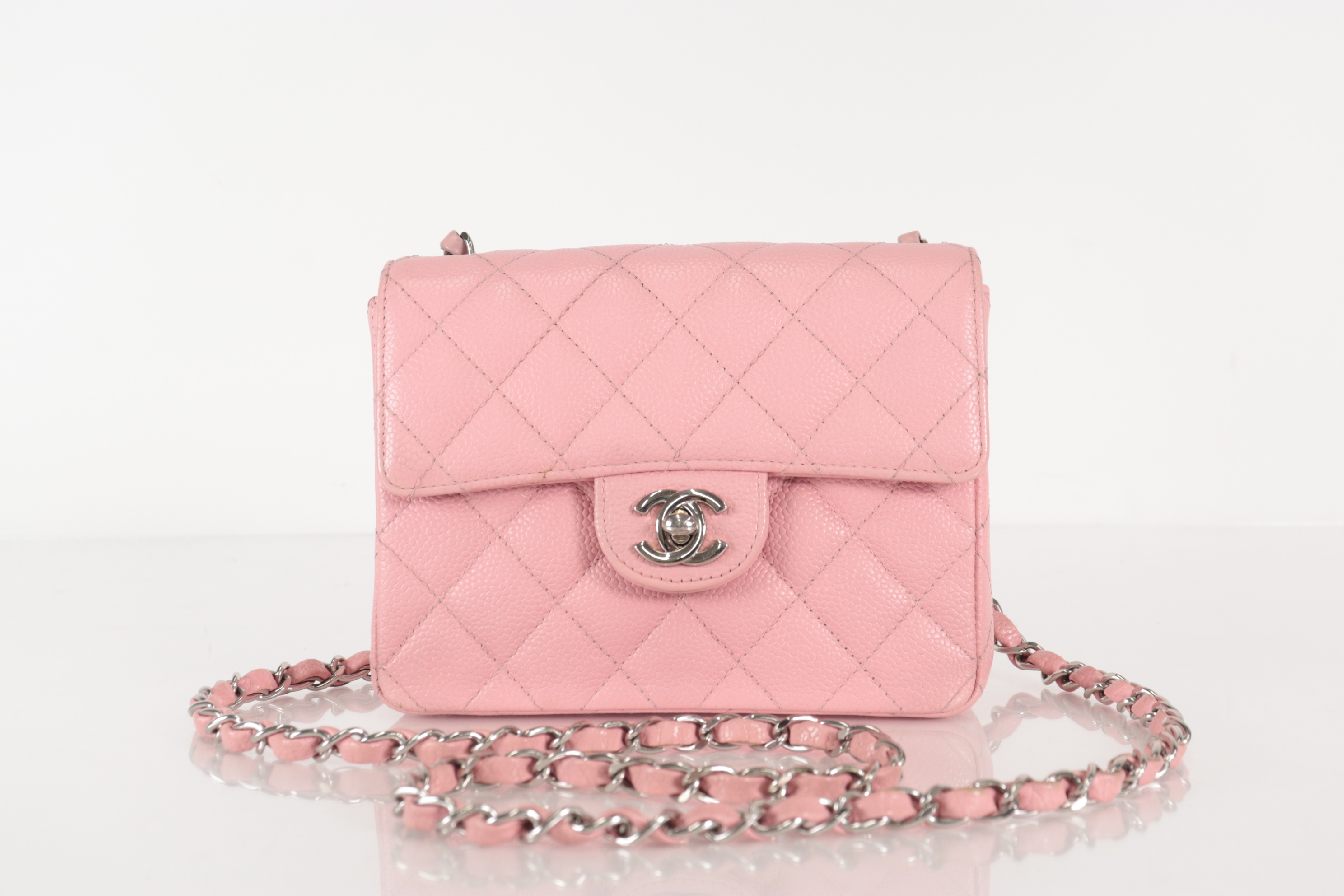 Minimato Caviar Chain Shoulder Bag, Silver Hardware, Pink, Series 8 (Shoulder Bag) — view 2