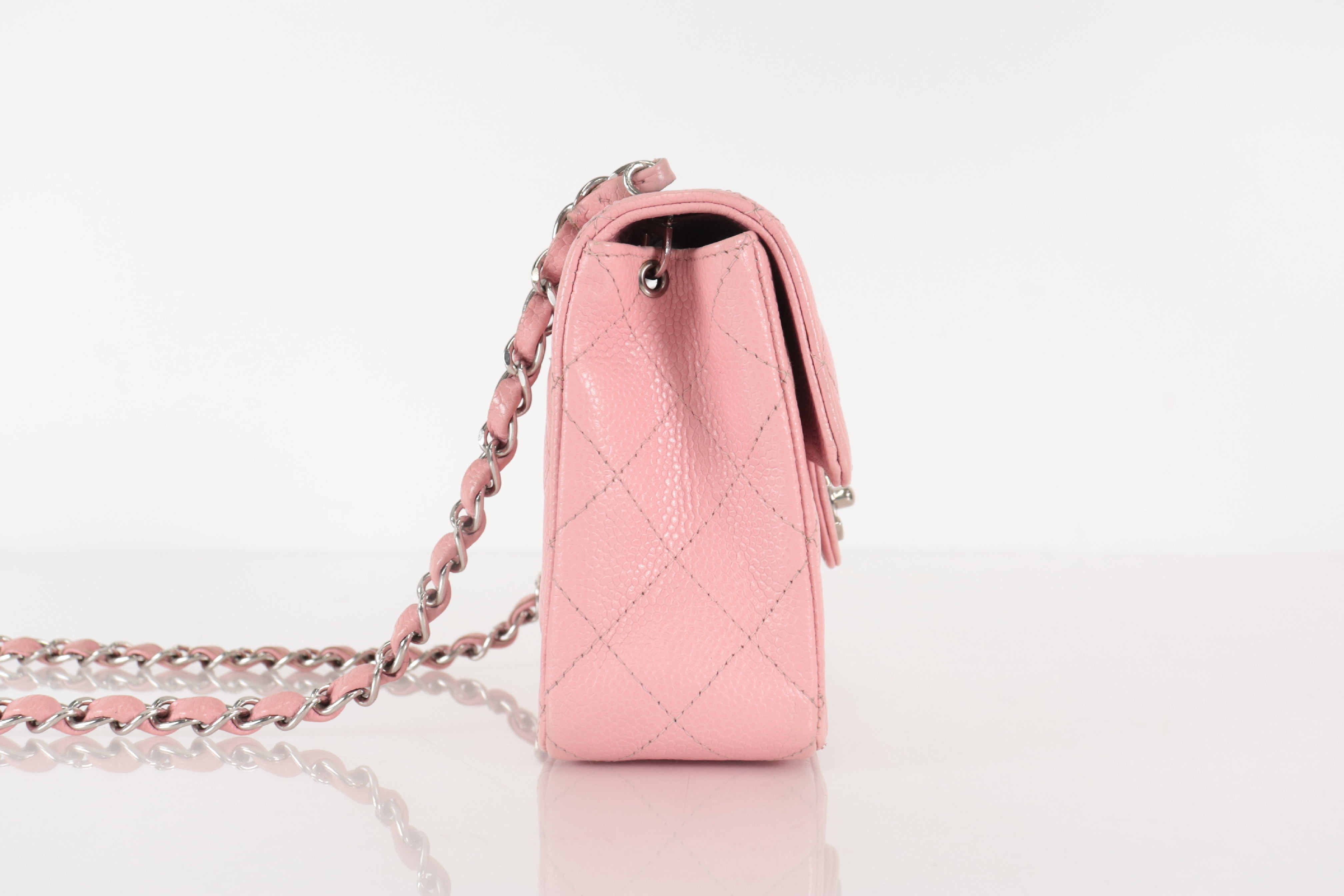 Minimato Caviar Chain Shoulder Bag, Silver Hardware, Pink, Series 8 (Shoulder Bag) — view 4