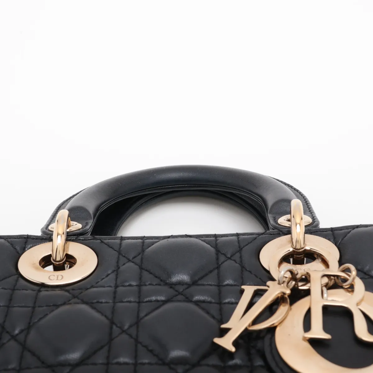 Cannage My Lady Dior Leather 2-Way Handbag, Black — view 6