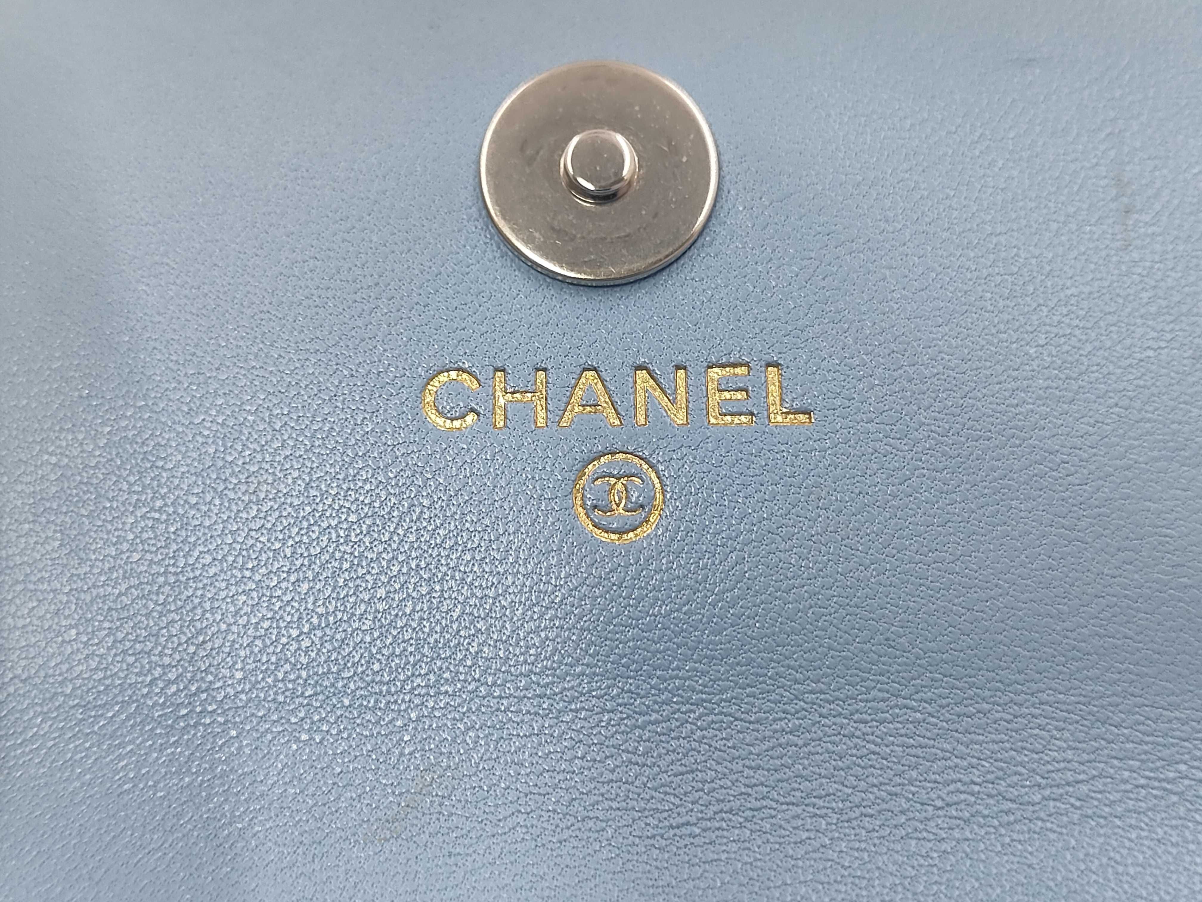 19 Chanel Blue Lambskin Wallet (Serial Number 32) — view 9