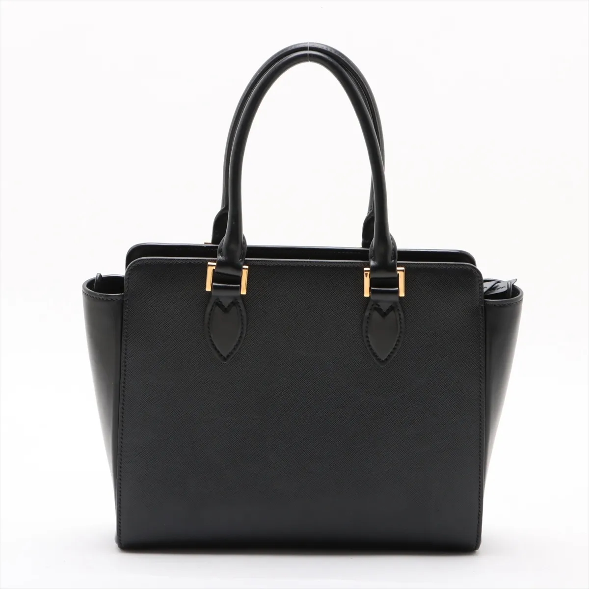 Saffiano Leather 2-Way Handbag, Black — view 2