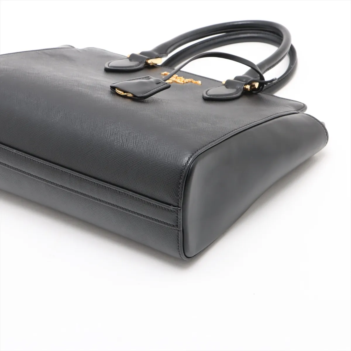 Saffiano Leather 2-Way Handbag, Black — view 3