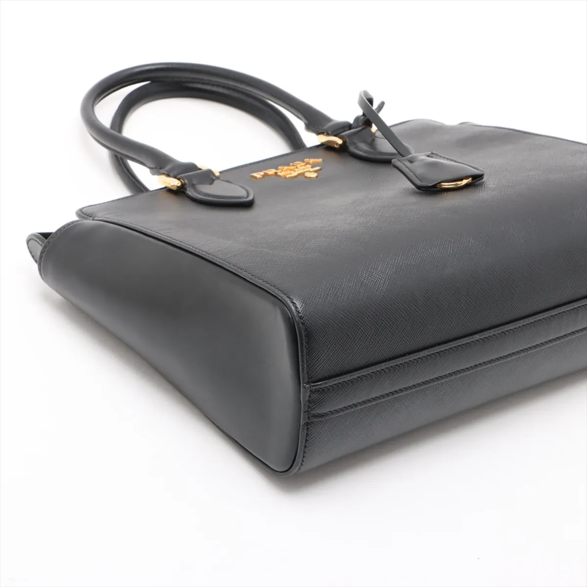 Saffiano Leather 2-Way Handbag, Black — view 4