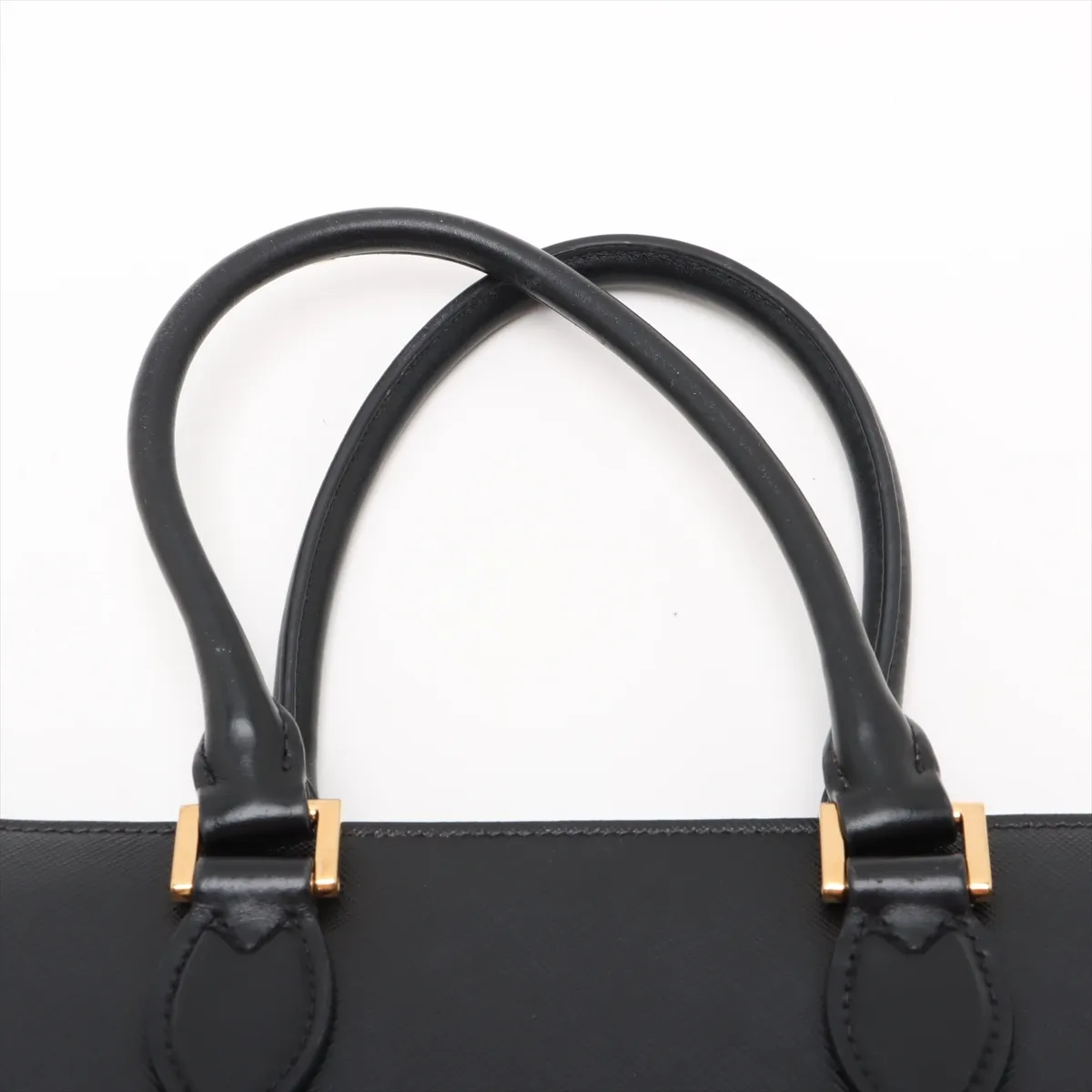 Saffiano Leather 2-Way Handbag, Black — view 6