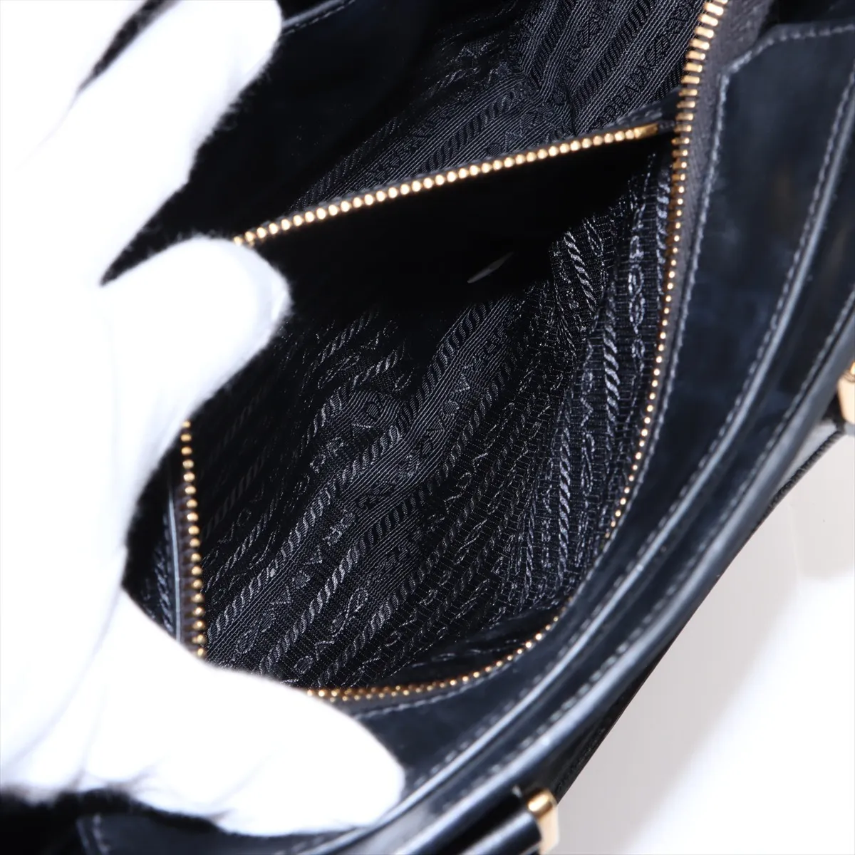 Saffiano Leather 2-Way Handbag, Black — view 10