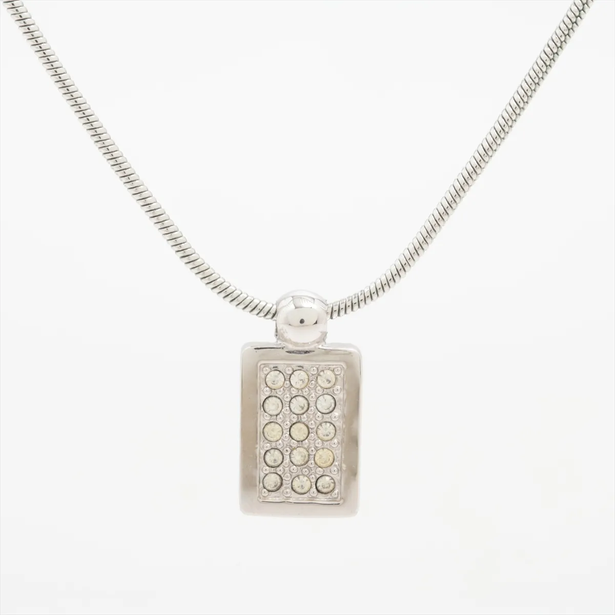 Trotter Necklace, Metal x Rhinestone, Silver,
