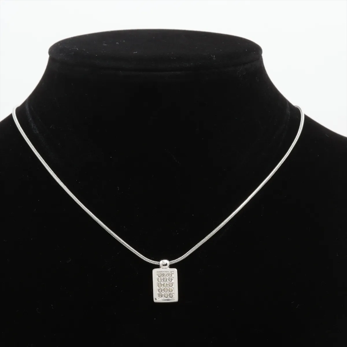 Trotter Necklace, Metal x Rhinestone, Silver, — view 5