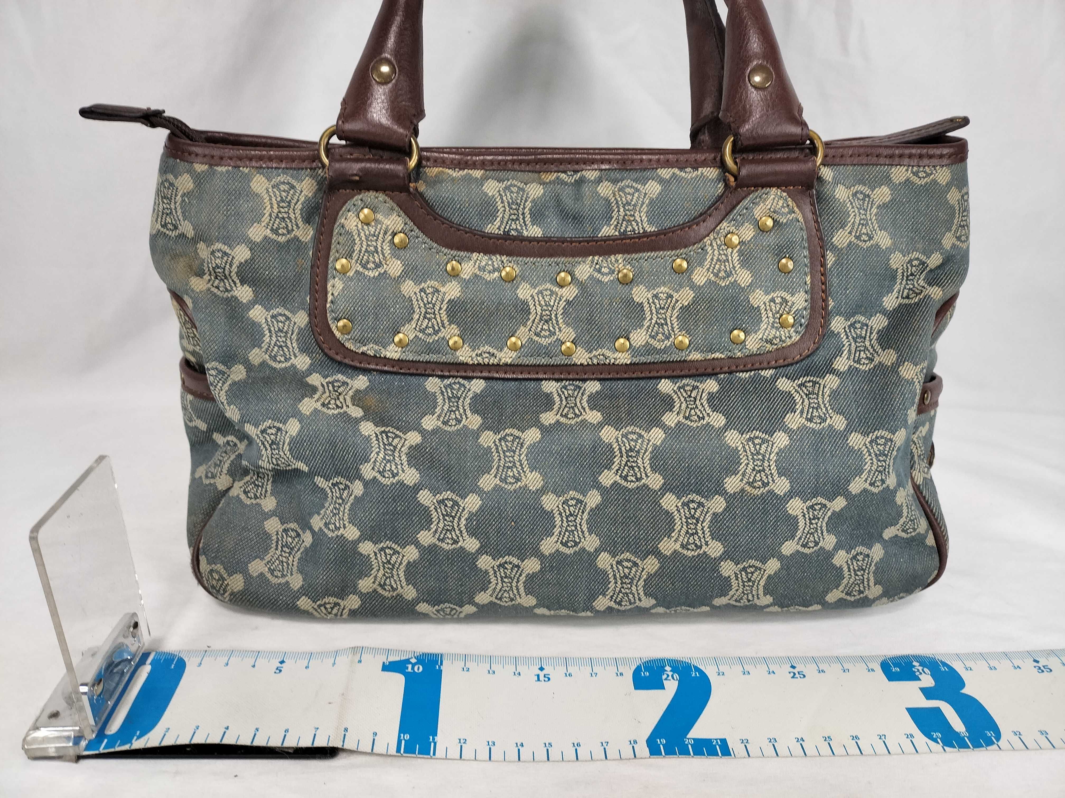Boogie Bag Handbag Paris Macadam Denim Leather Brown Indigo Blue Triomphe Handbag — view 2