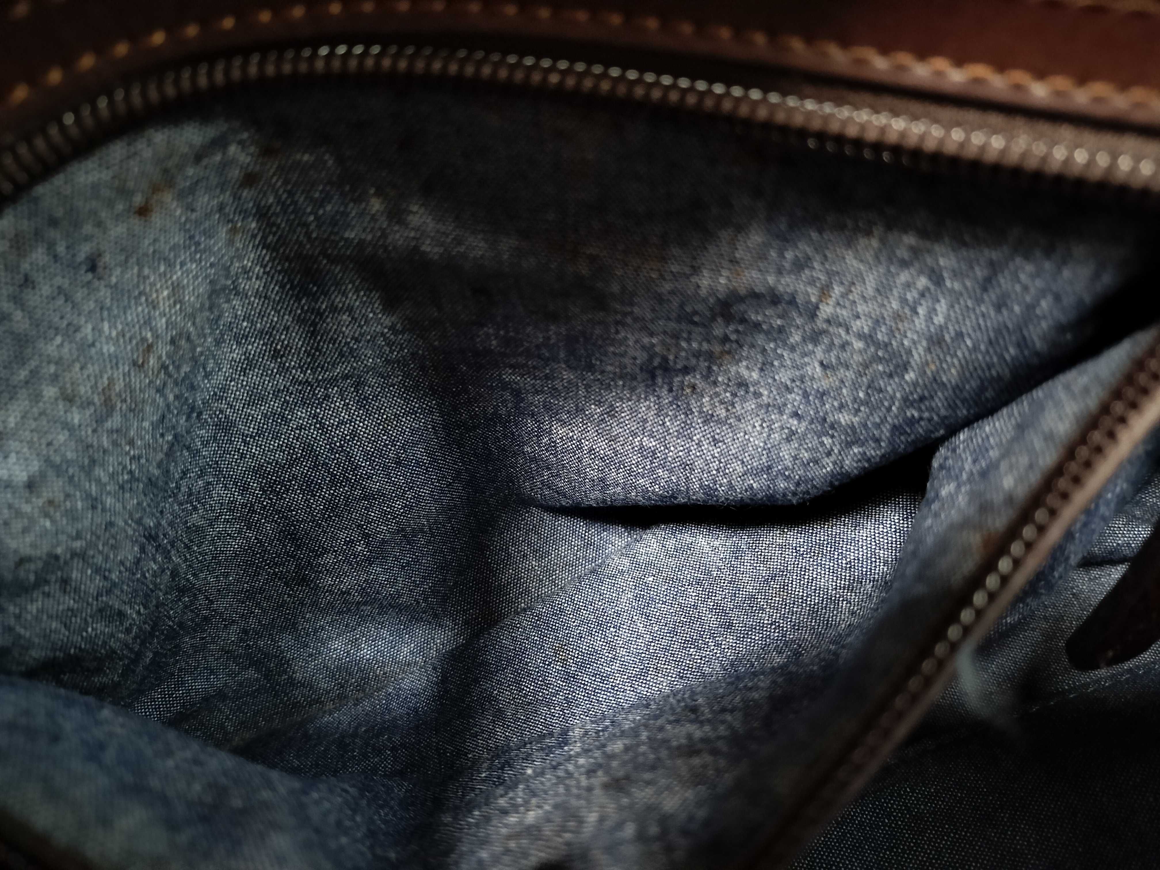 Boogie Bag Handbag Paris Macadam Denim Leather Brown Indigo Blue Triomphe Handbag — view 11