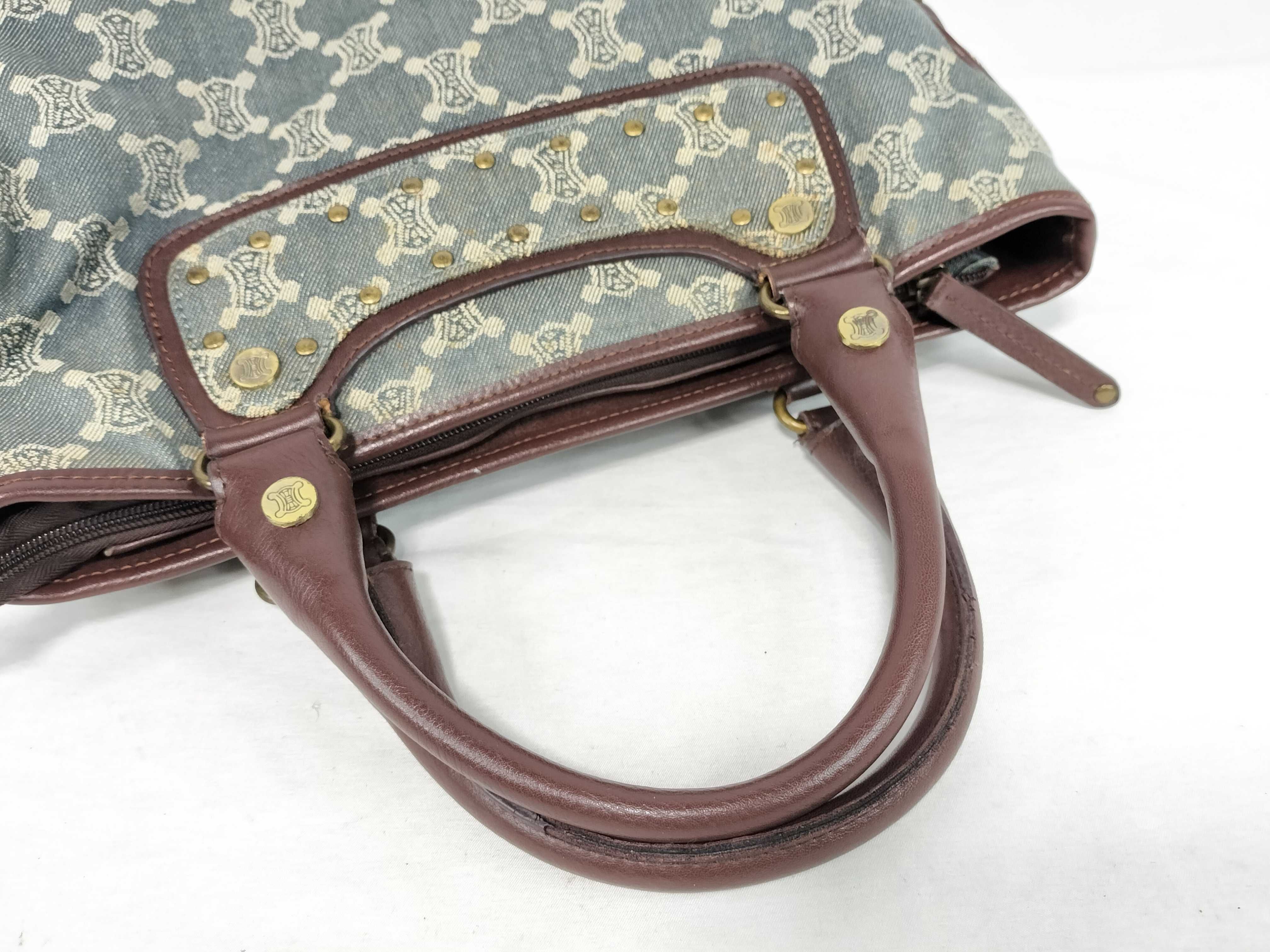 Boogie Bag Handbag Paris Macadam Denim Leather Brown Indigo Blue Triomphe Handbag — view 3