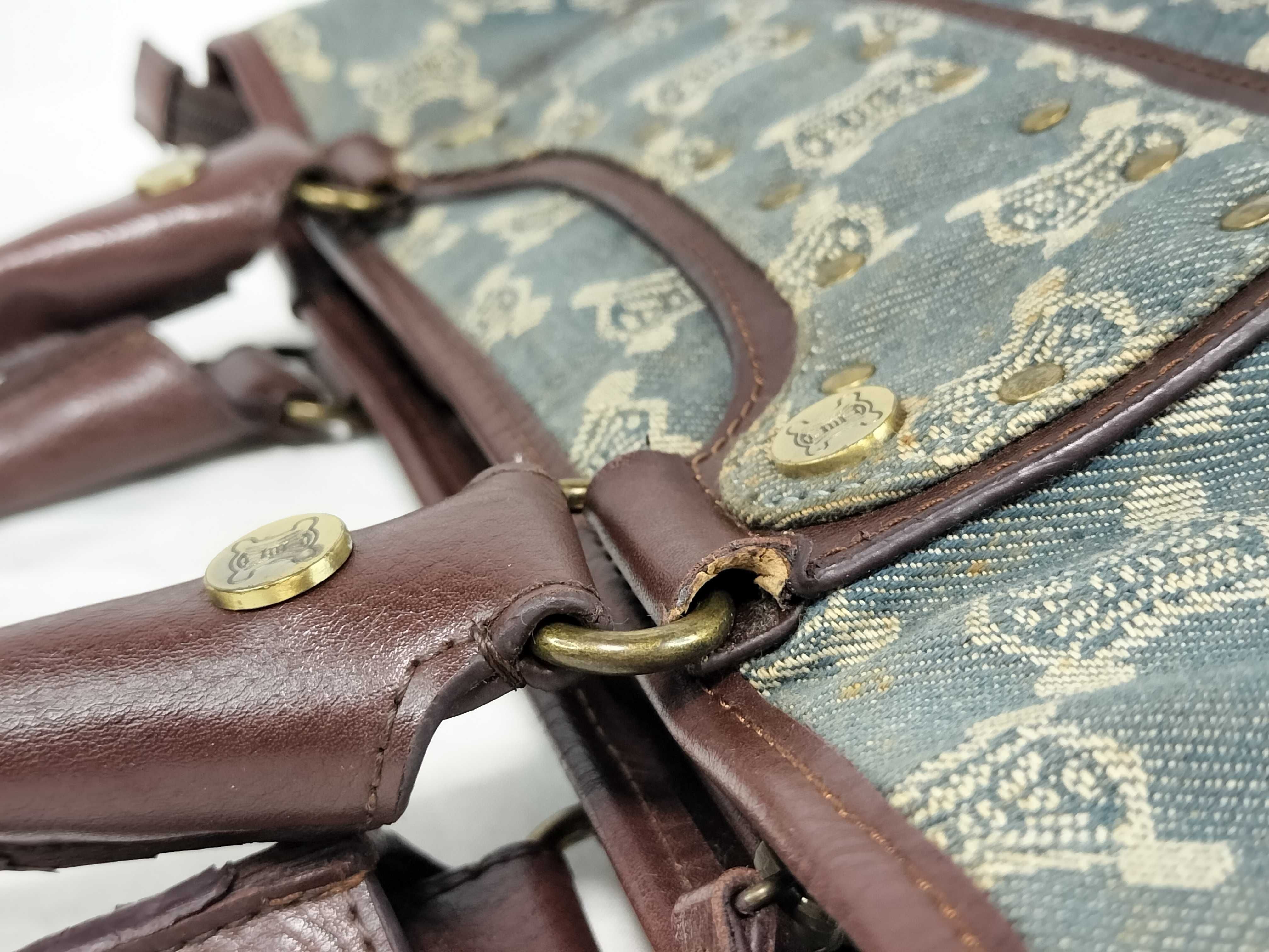 Boogie Bag Handbag Paris Macadam Denim Leather Brown Indigo Blue Triomphe Handbag — view 5