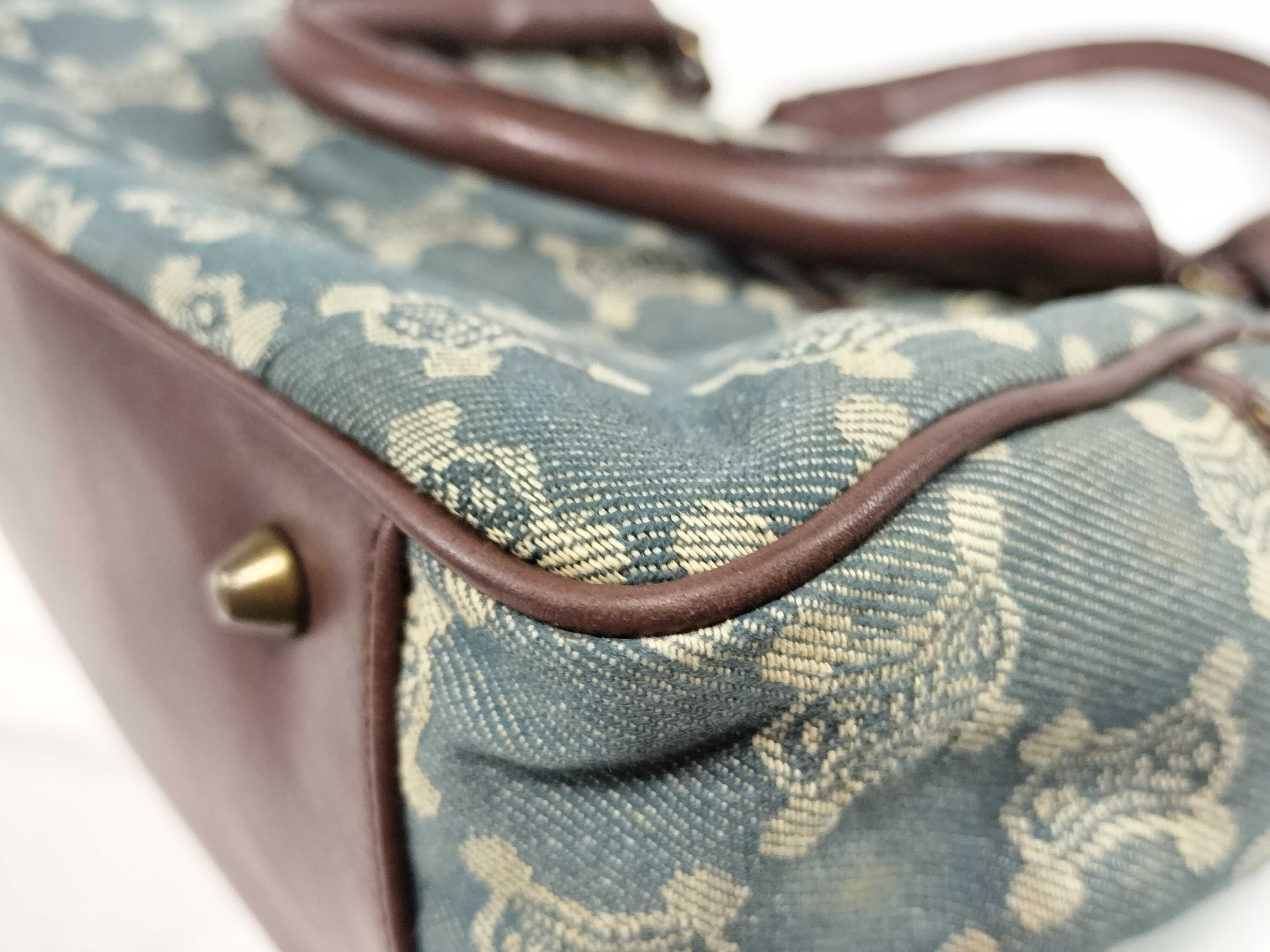 Boogie Bag Handbag Paris Macadam Denim Leather Brown Indigo Blue Triomphe Handbag — view 7
