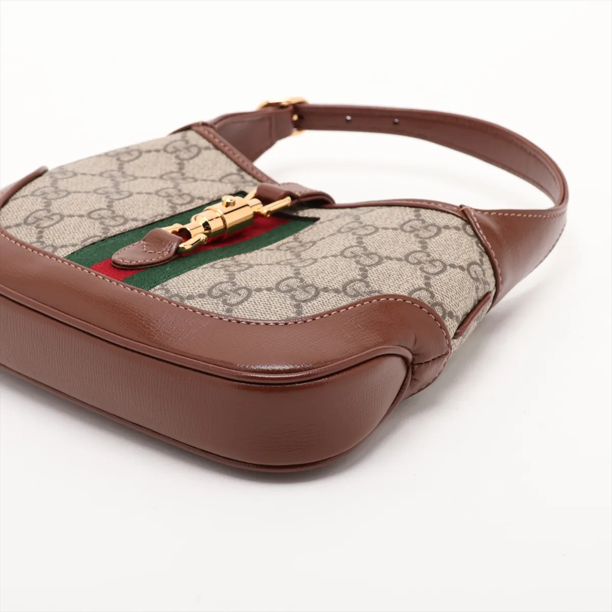 GG Supreme Jackie 1961 PVC x Leather Shoulder Bag, Brown, 637092 — view 3
