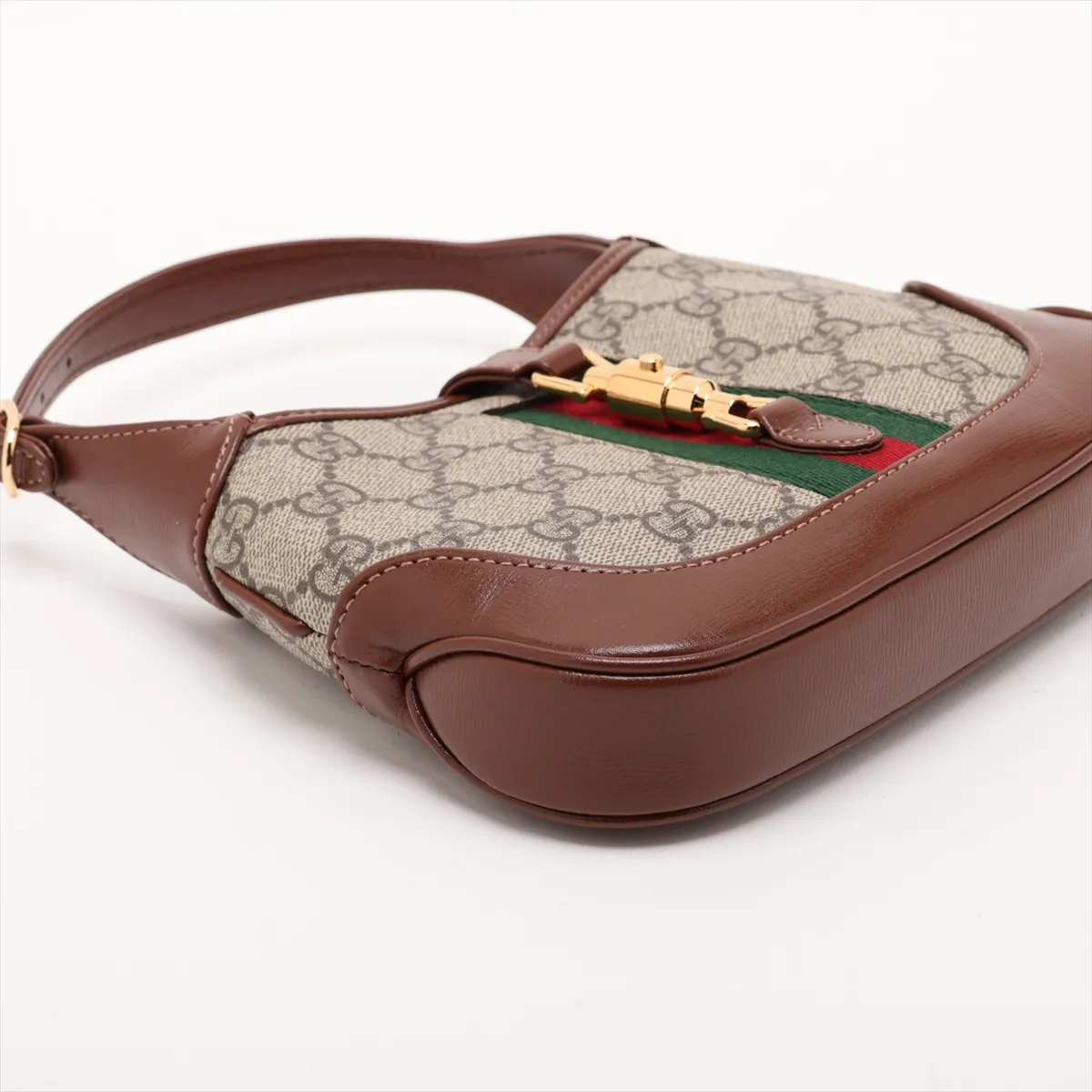 GG Supreme Jackie 1961 PVC x Leather Shoulder Bag, Brown, 637092 — view 4