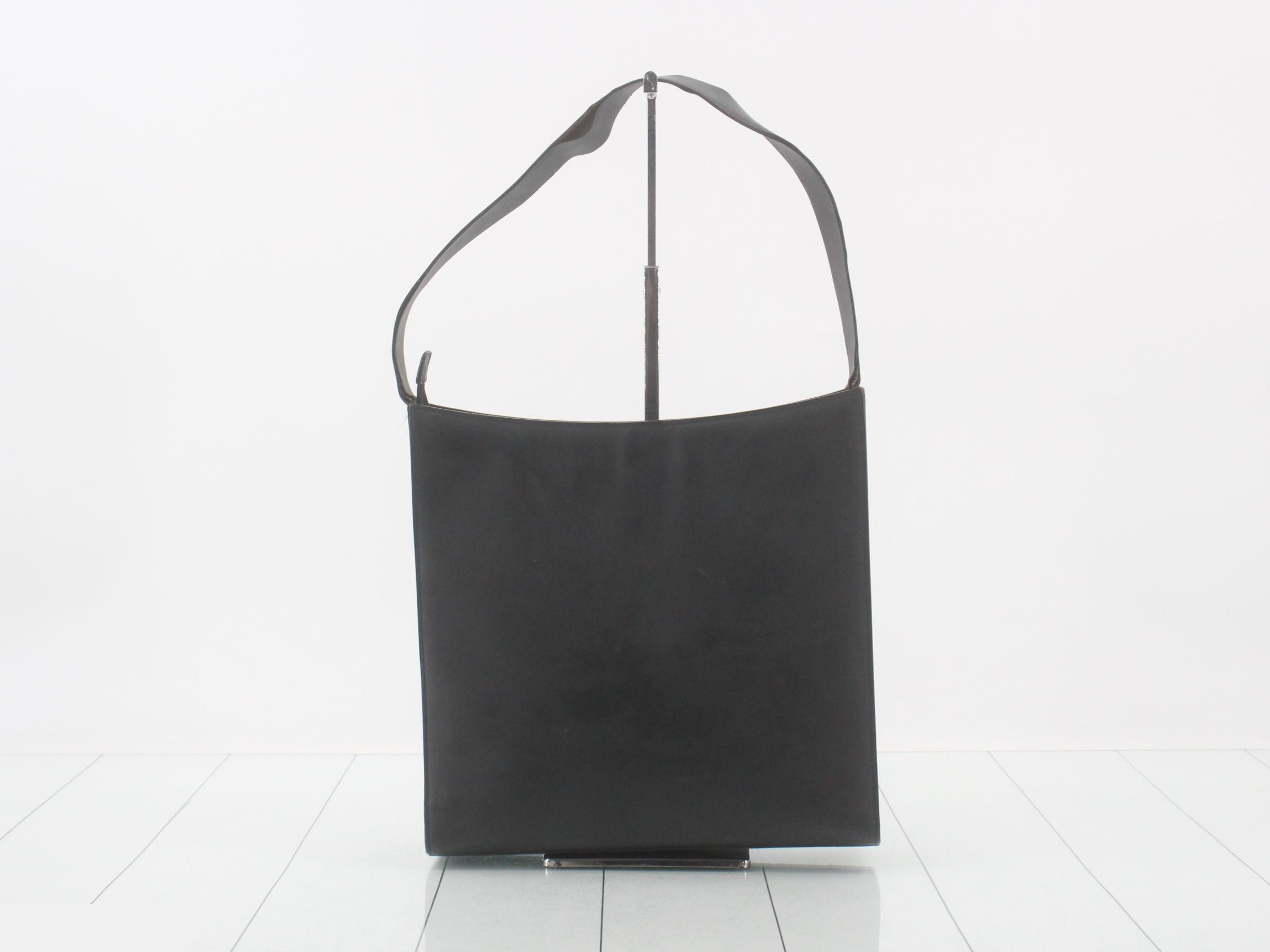 leather shoulder bag, black — view 2