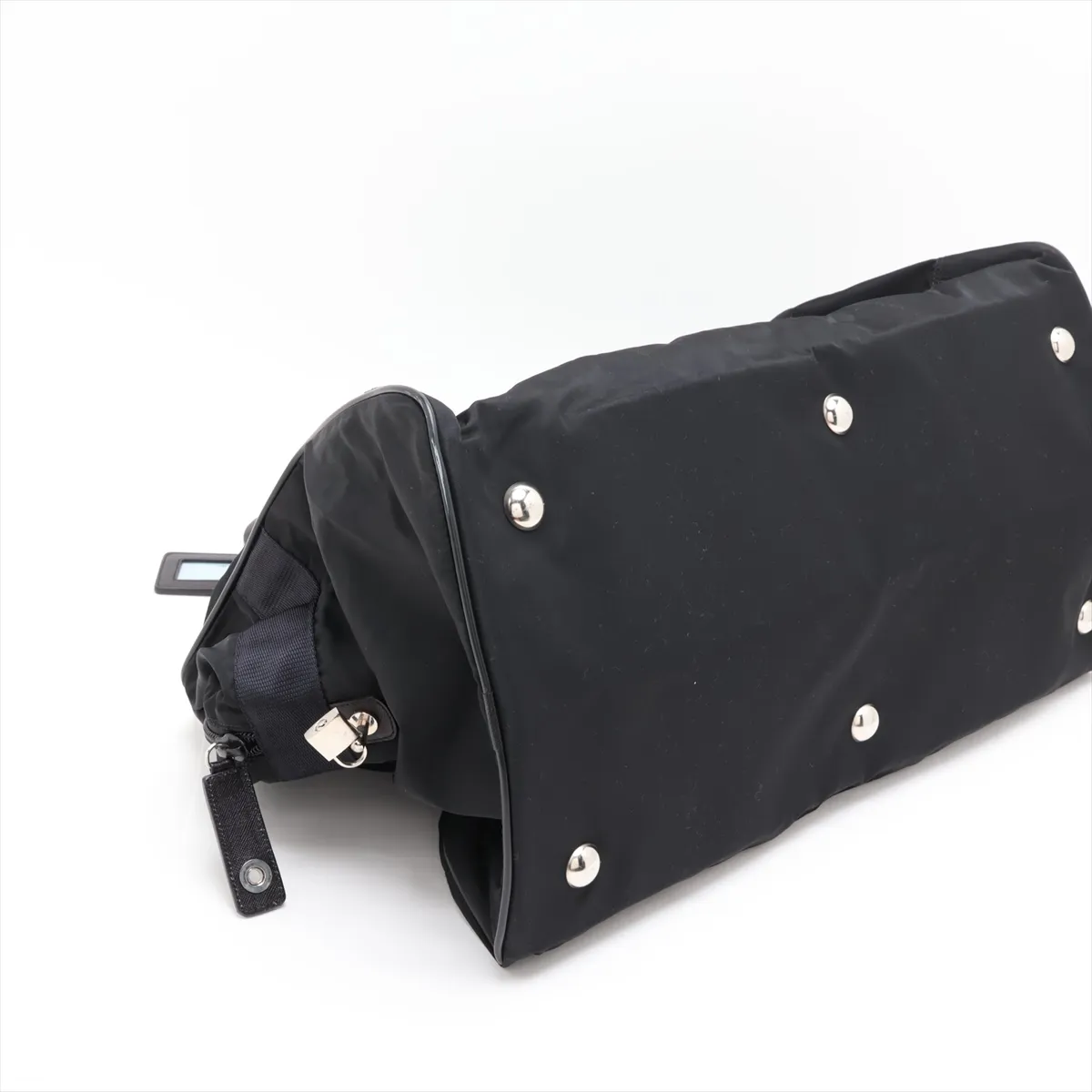 Tessuto Nylon x Leather Boston Bag, Black — view 4