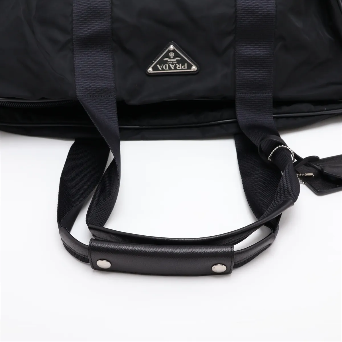 Tessuto Nylon x Leather Boston Bag, Black — view 5