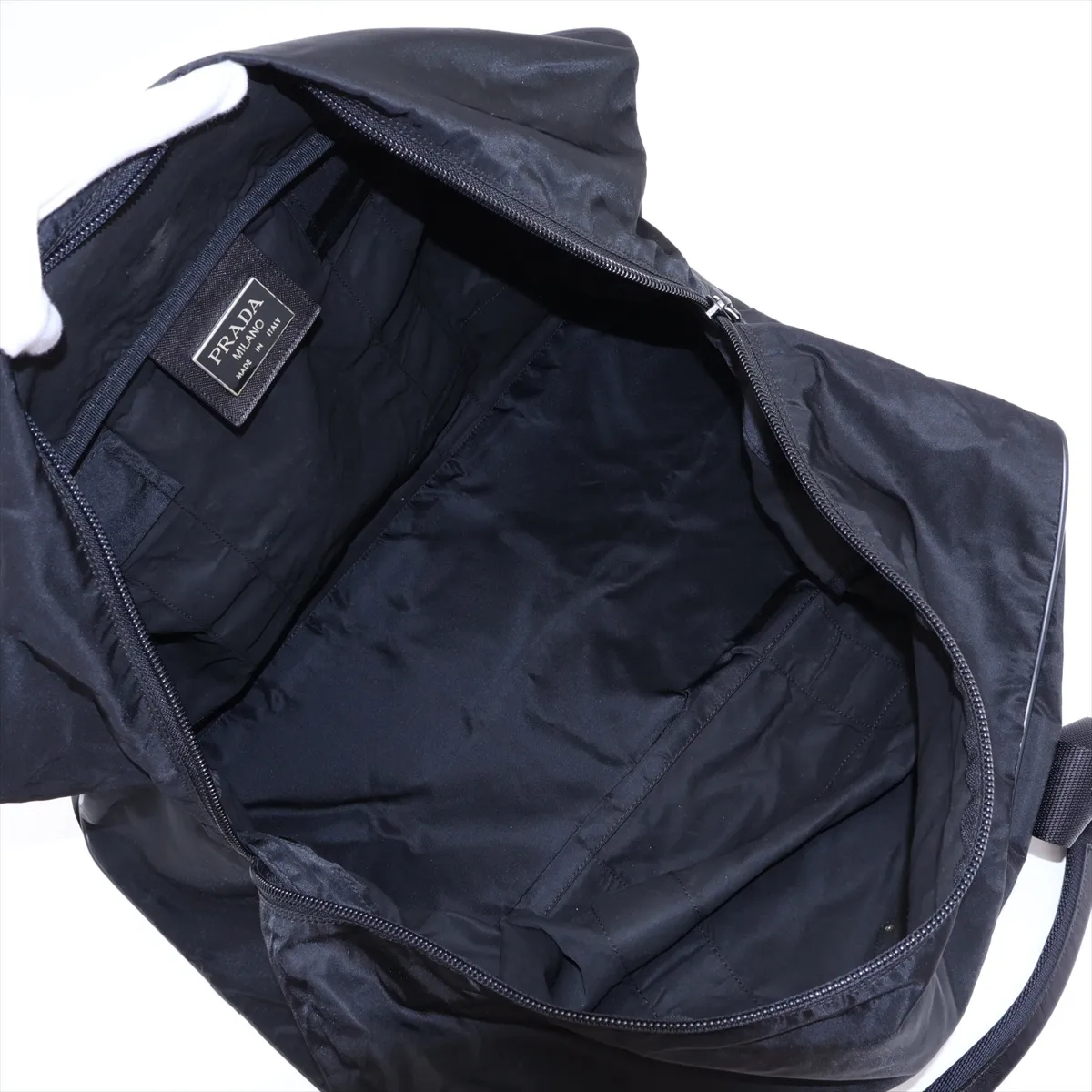 Tessuto Nylon x Leather Boston Bag, Black — view 7
