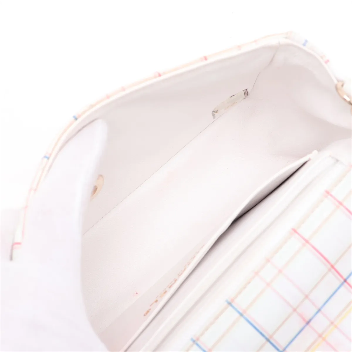 Mini Matelassé 20 Lambskin Single Flap Single Chain Bag, White with Gold Hardware, 29194413, Serial Number 29, A69900 — view 6