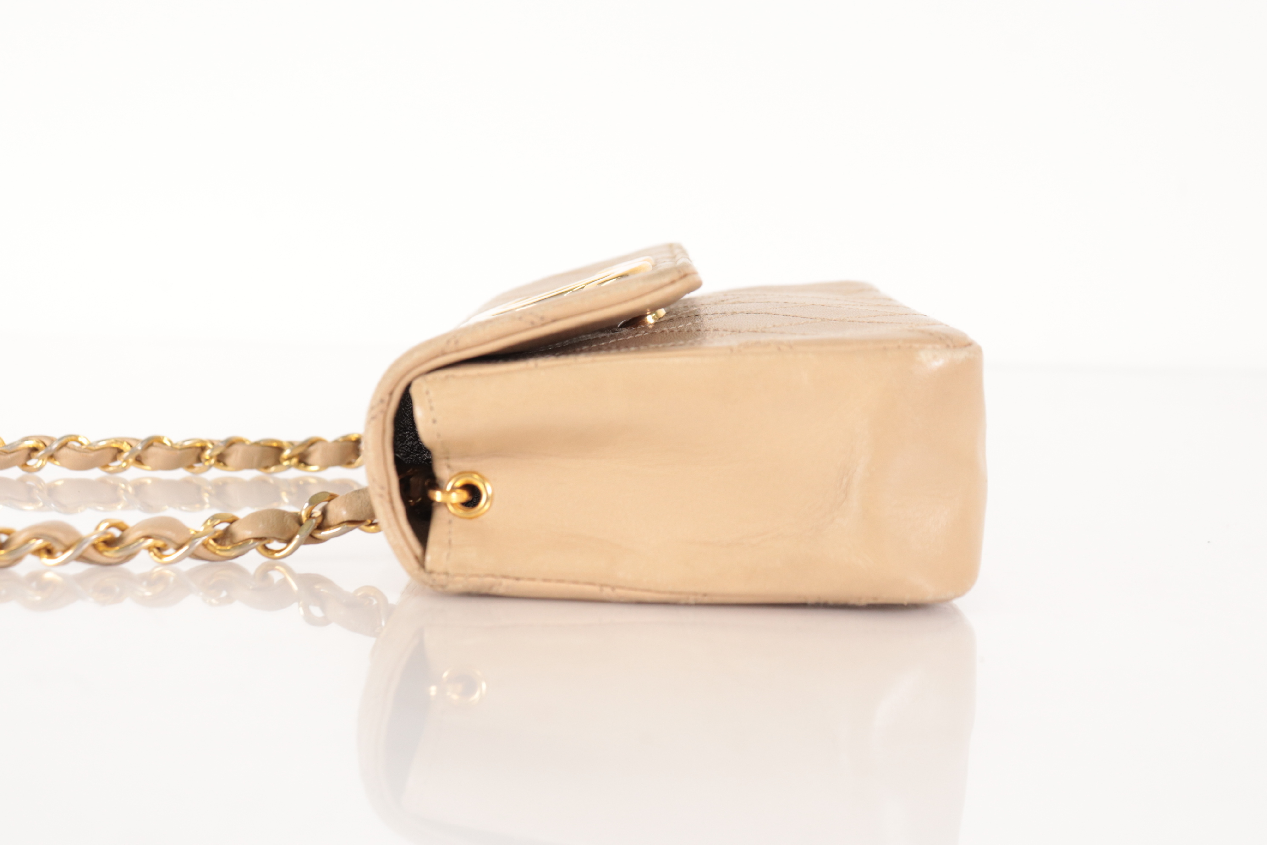 Bicolore Lambskin Coco Mark Chain Shoulder Bag, Beige, Series 1 — view 4