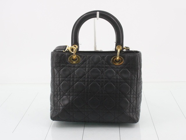 Lady Dior Lambskin Black 2-Way Handbag with Gold Hardware and Strap — view 2