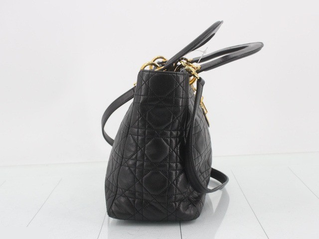Lady Dior Lambskin Black 2-Way Handbag with Gold Hardware and Strap — view 3