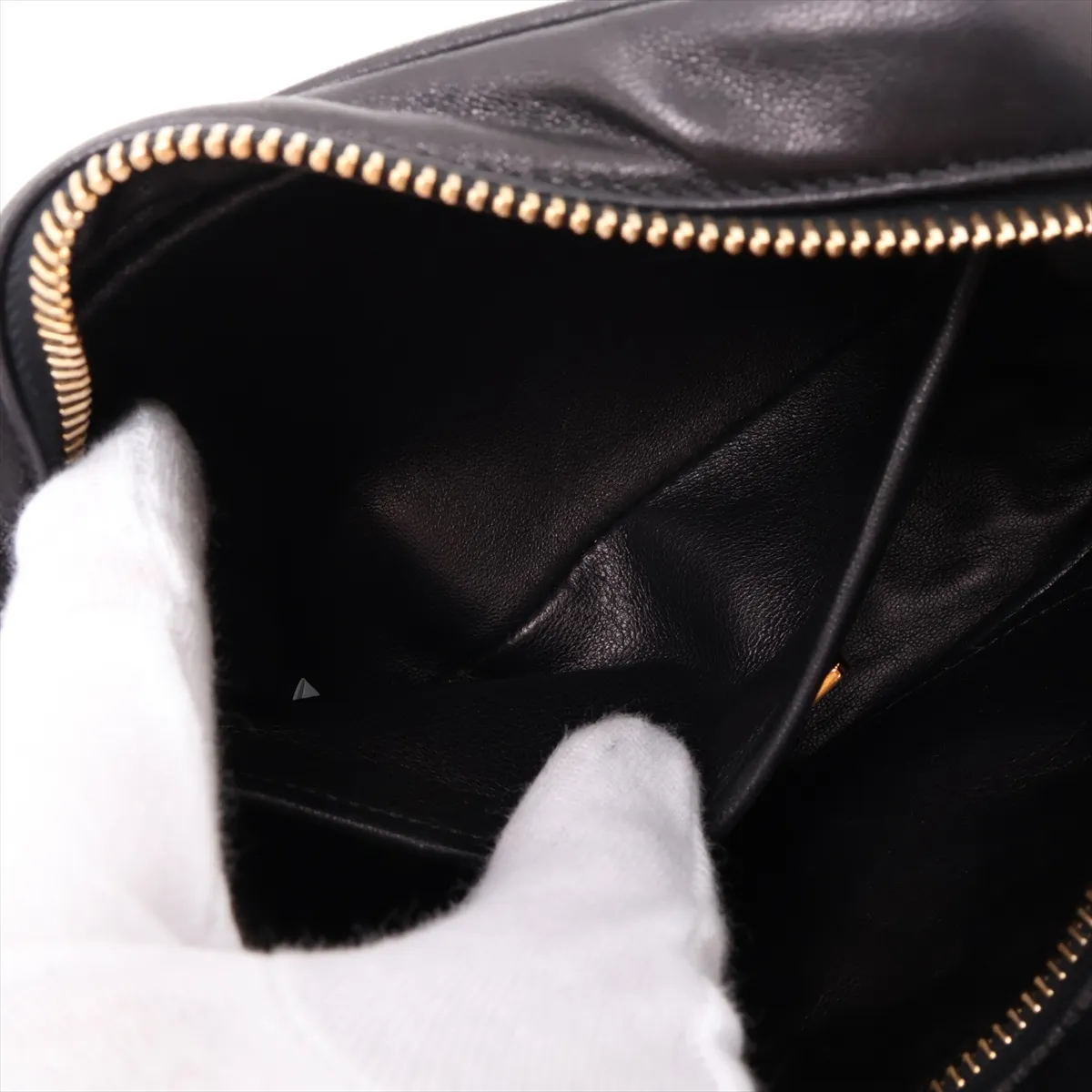 Nappa Fiocco Leather Shoulder Bag, Black x Pink — view 7