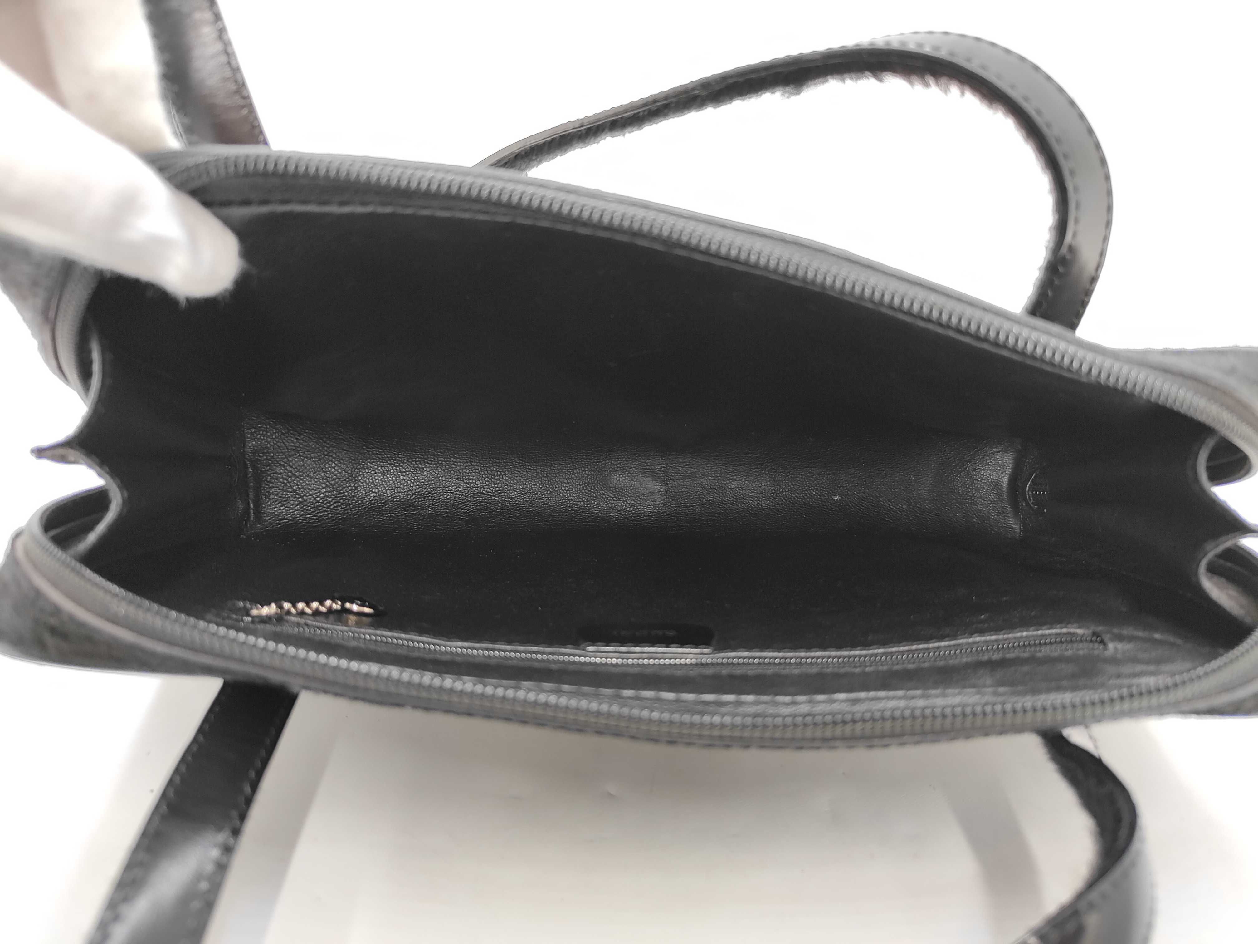 Calf Hair Leather Black Shoulder Bag with Silver Logo — view 10