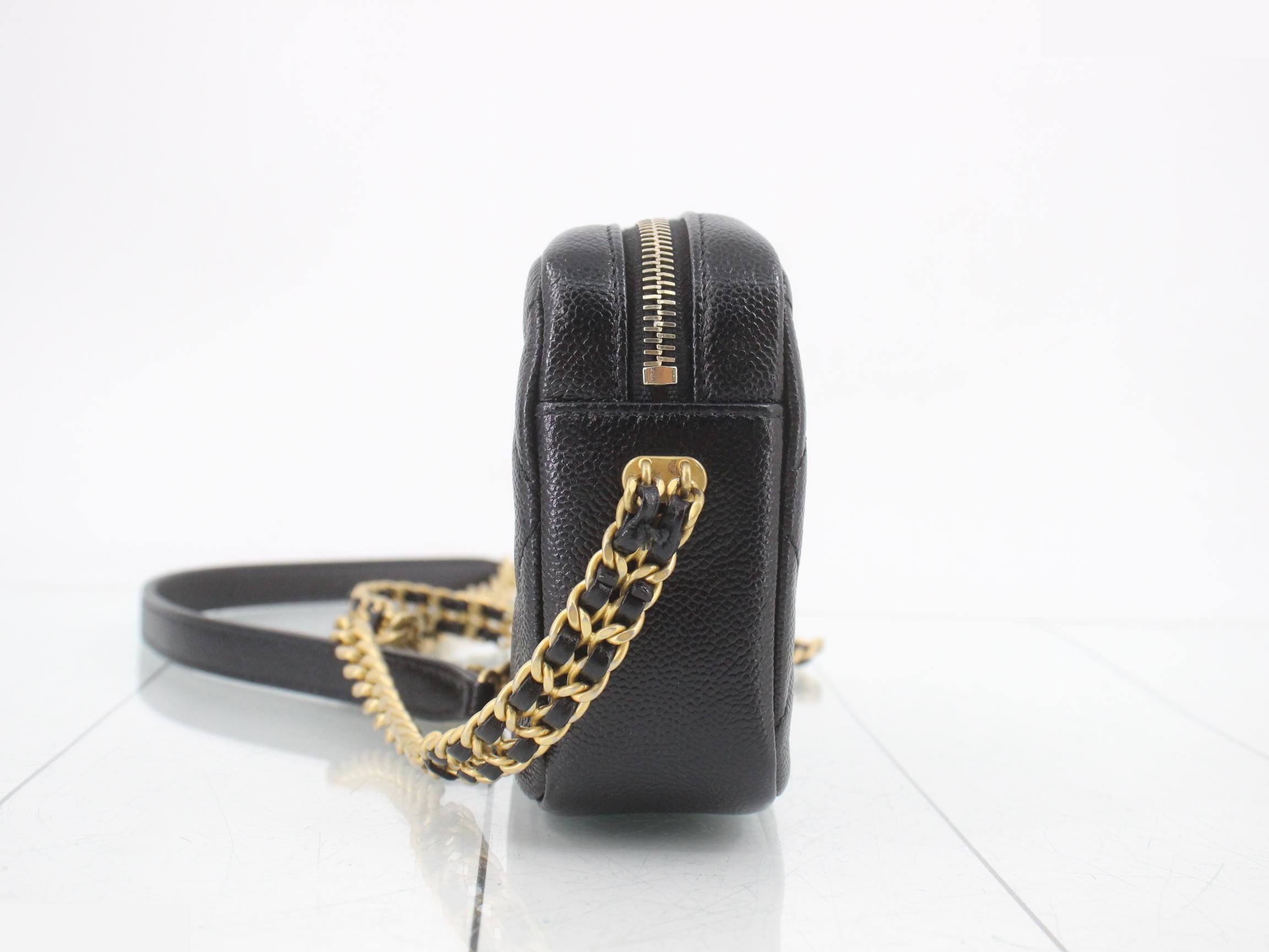 Coco Mark Matelassé Caviar Skin Camera Bag Shoulder Bag — view 3