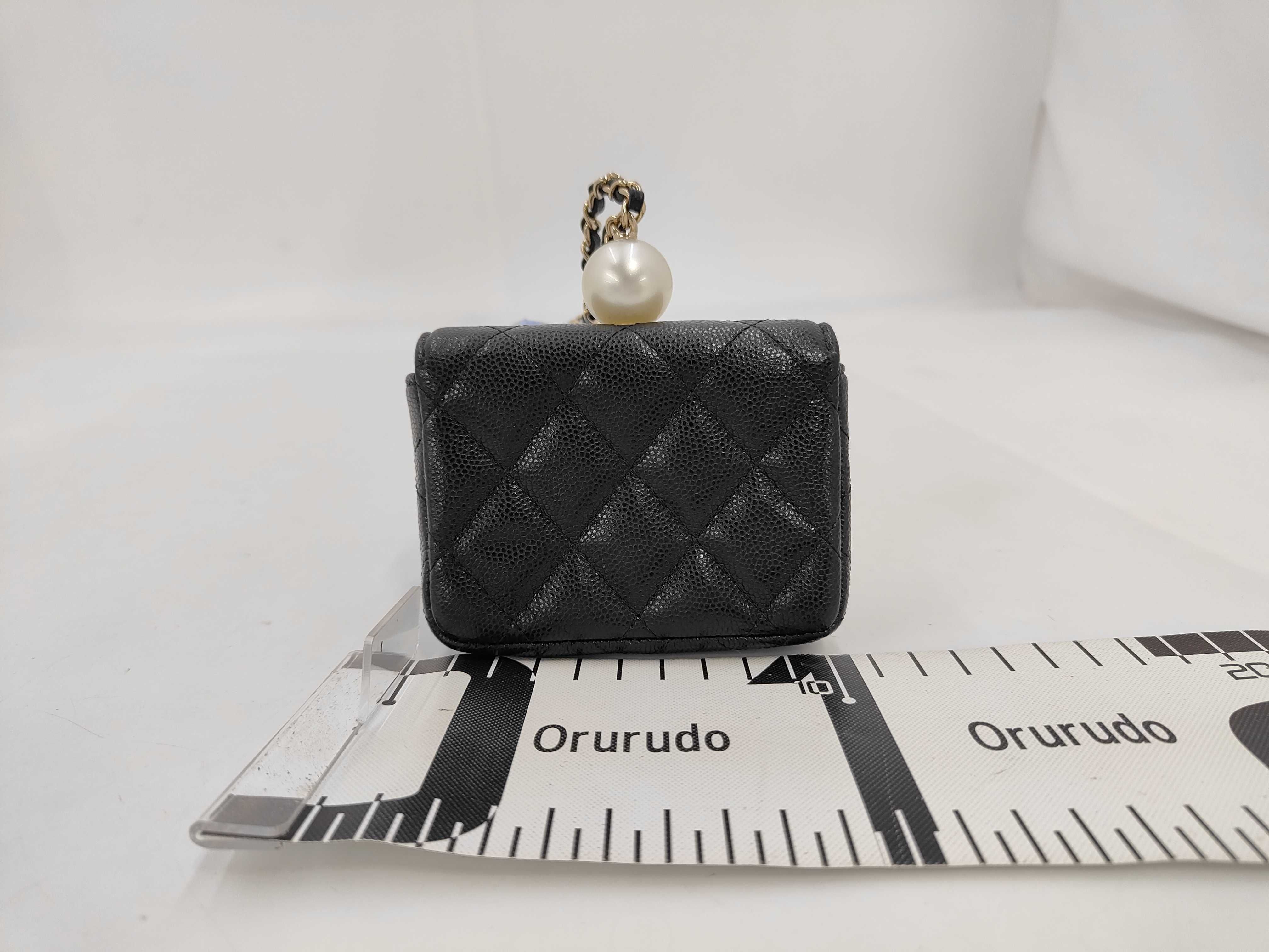 Mini Matelassé Coco Ball Chain Shoulder Bag, Caviar Leather, Black, Gold Hardware. — view 2