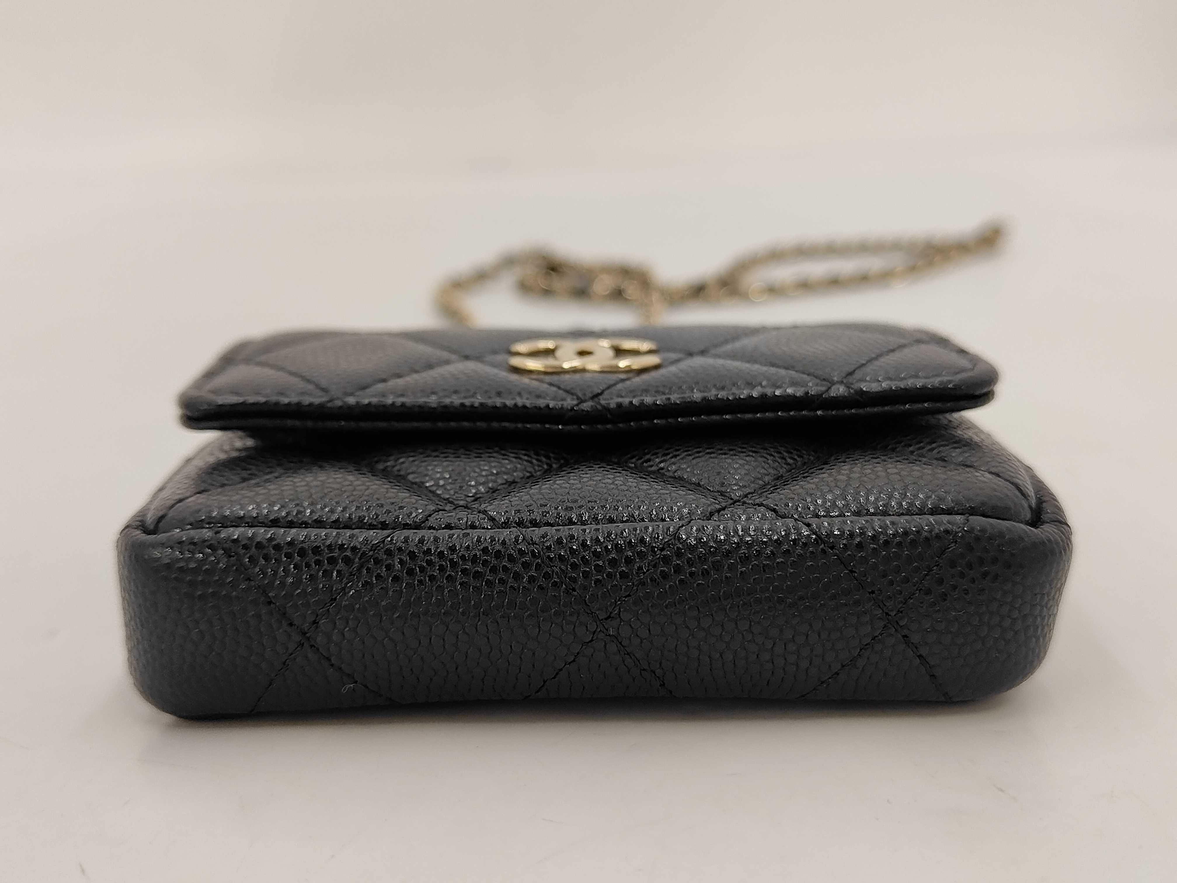 Mini Matelassé Coco Ball Chain Shoulder Bag, Caviar Leather, Black, Gold Hardware. — view 3