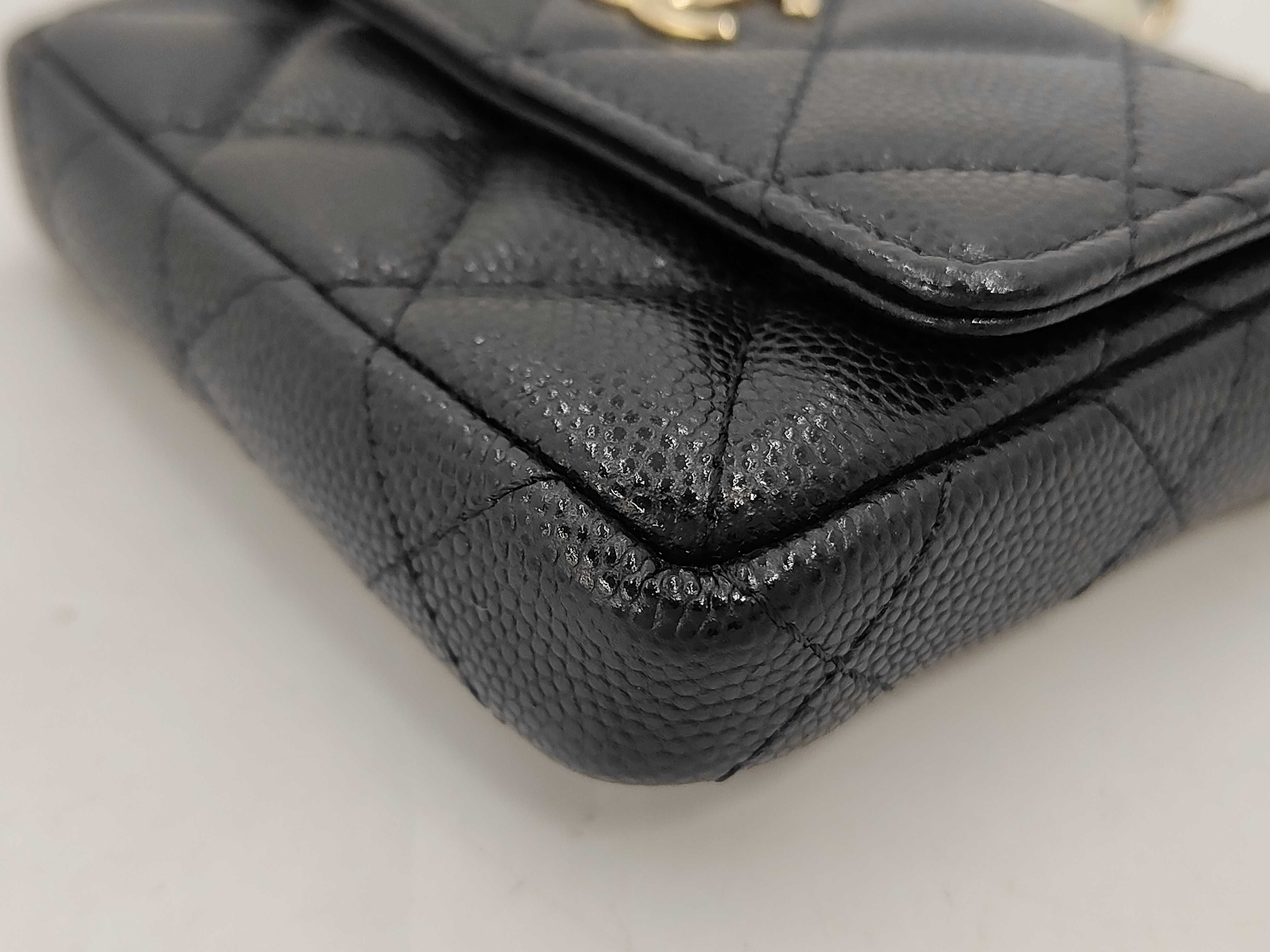 Mini Matelassé Coco Ball Chain Shoulder Bag, Caviar Leather, Black, Gold Hardware. — view 4