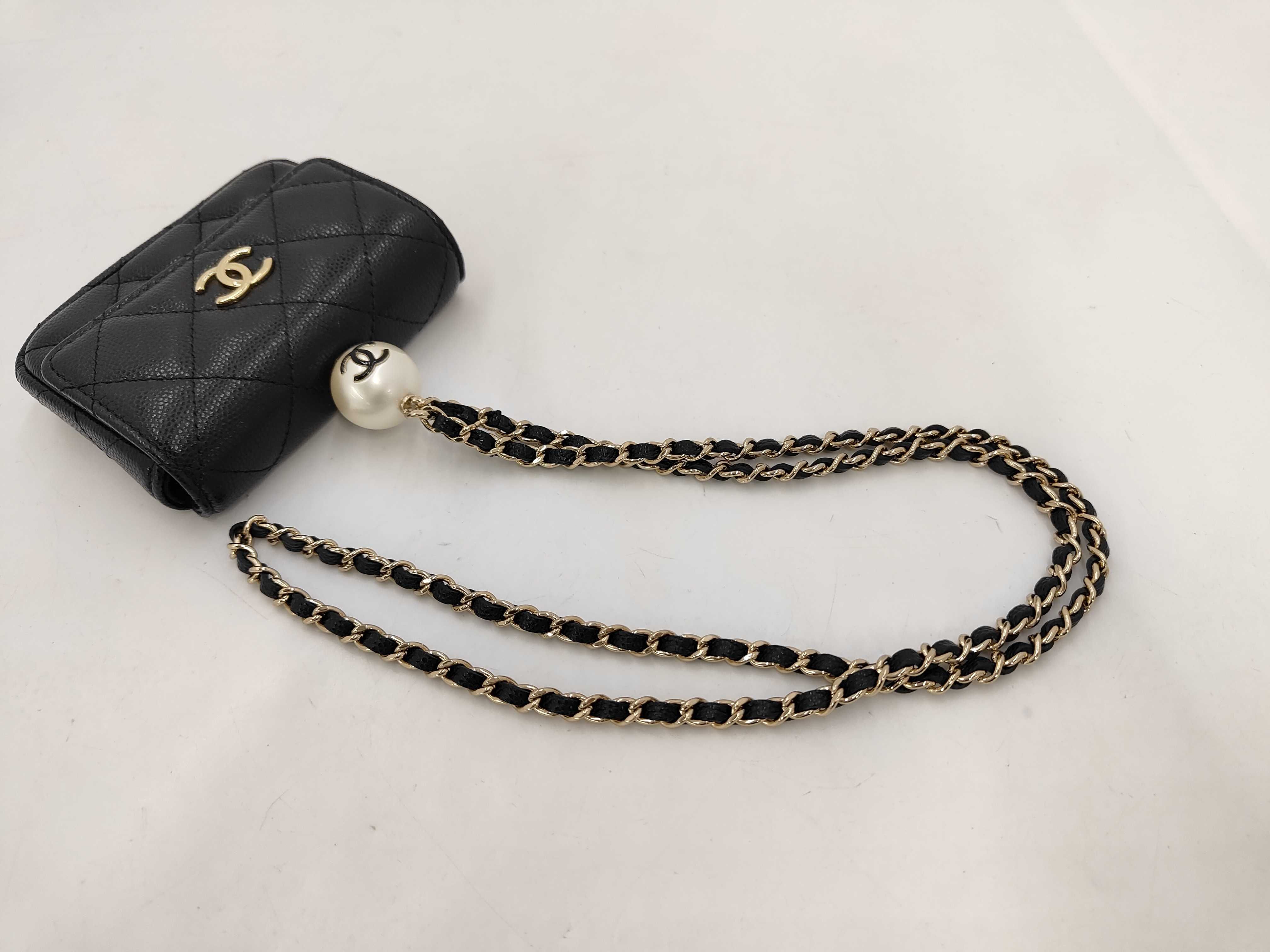 Mini Matelassé Coco Ball Chain Shoulder Bag, Caviar Leather, Black, Gold Hardware. — view 5