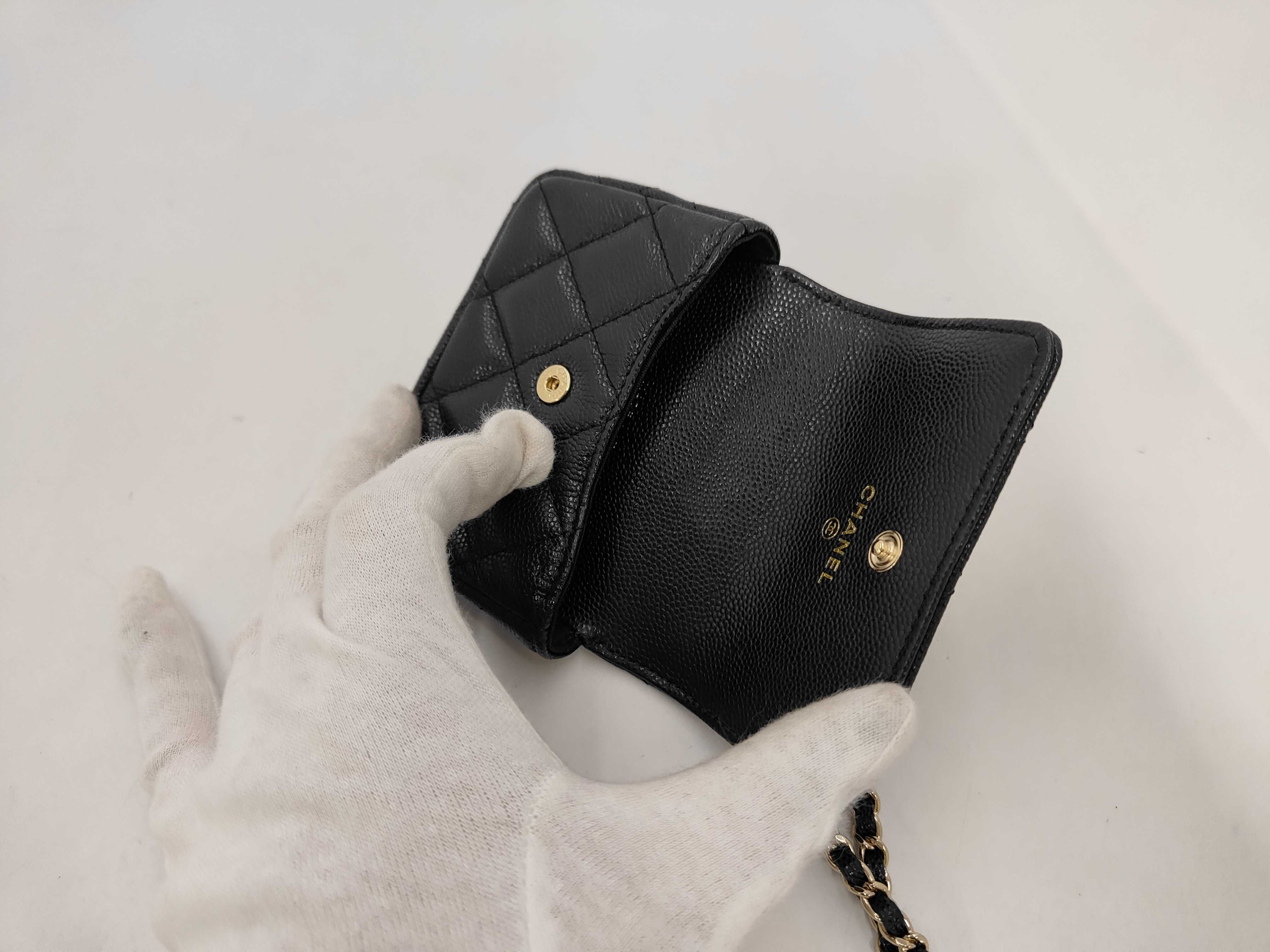 Mini Matelassé Coco Ball Chain Shoulder Bag, Caviar Leather, Black, Gold Hardware. — view 8