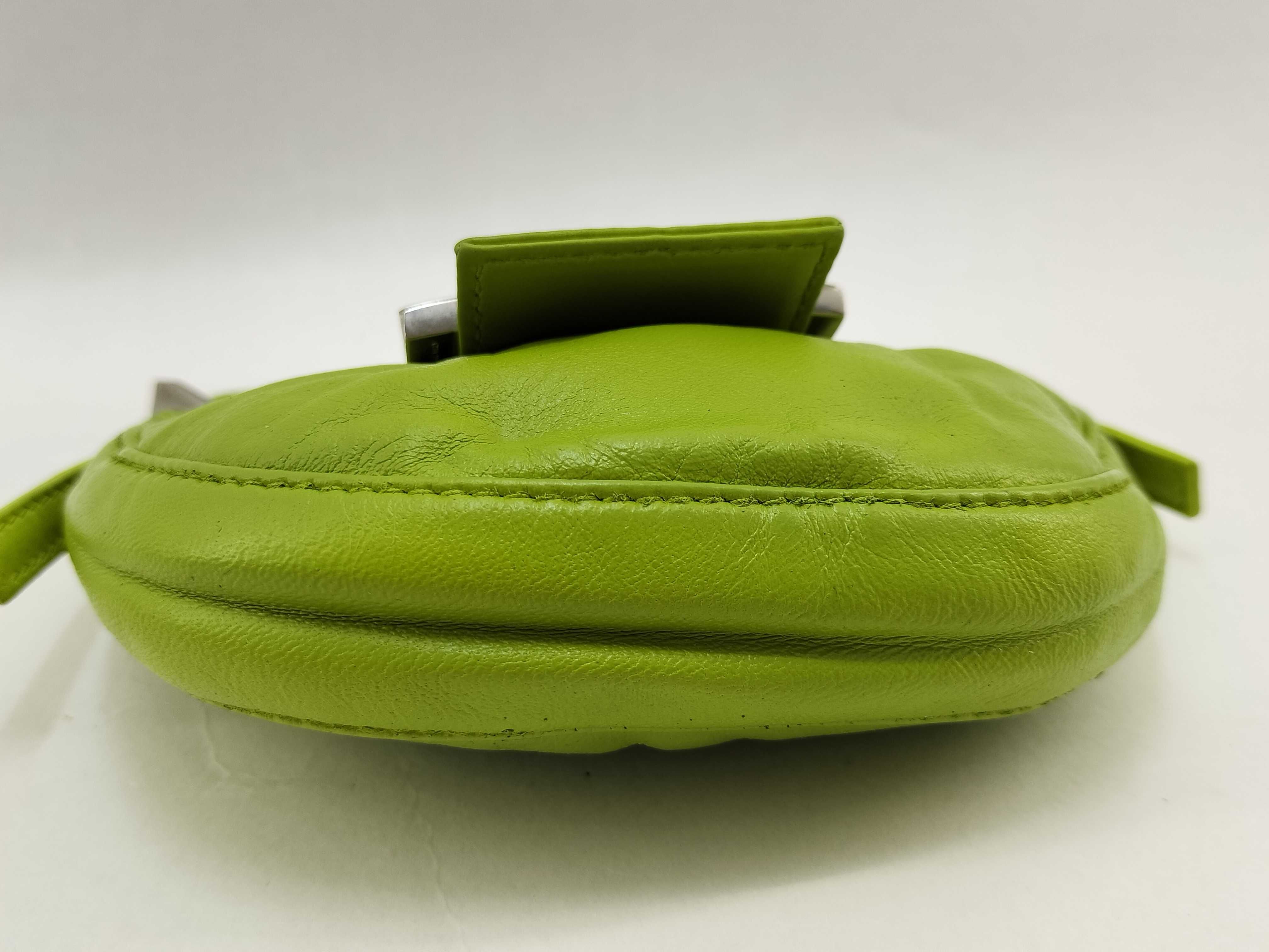 Mamma Fendi Nano Baguette Leather Mini Handbag with FF Hardware, Green Pouch — view 3