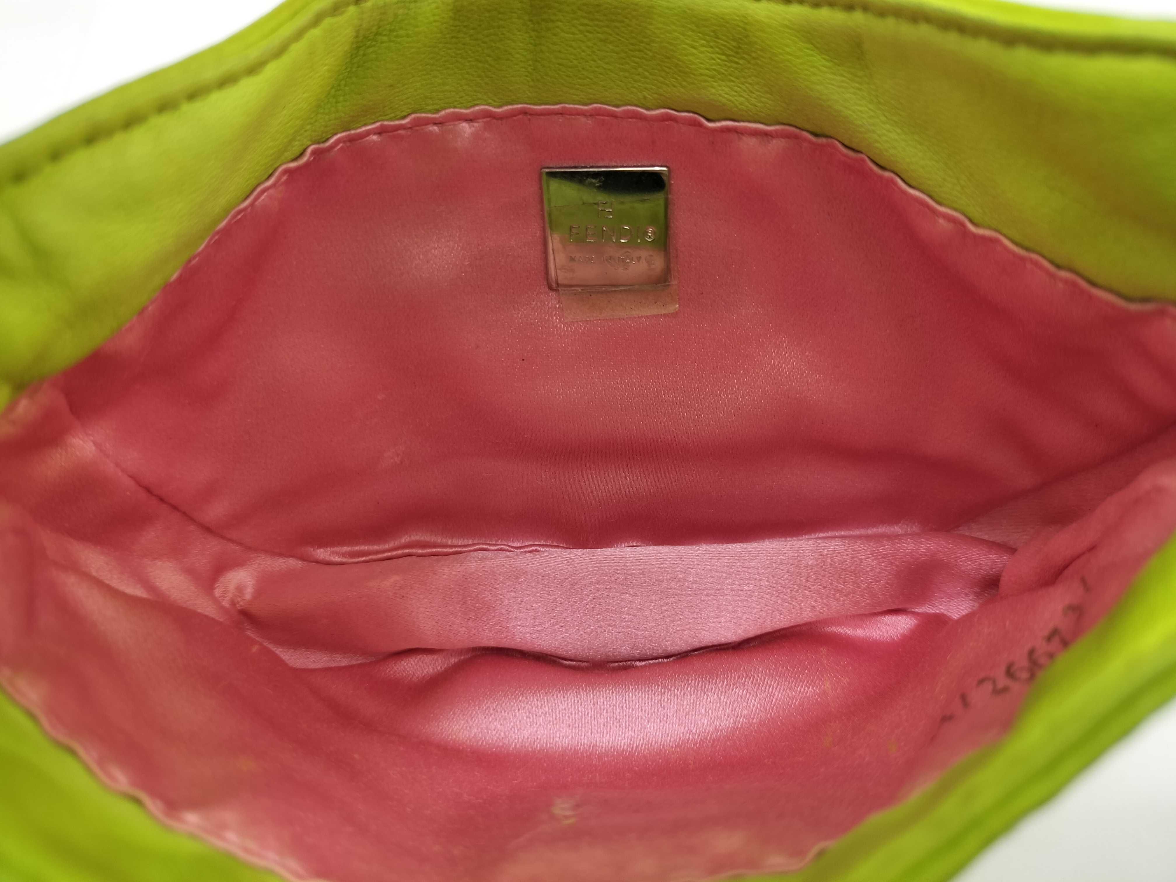 Mamma Fendi Nano Baguette Leather Mini Handbag with FF Hardware, Green Pouch — view 10