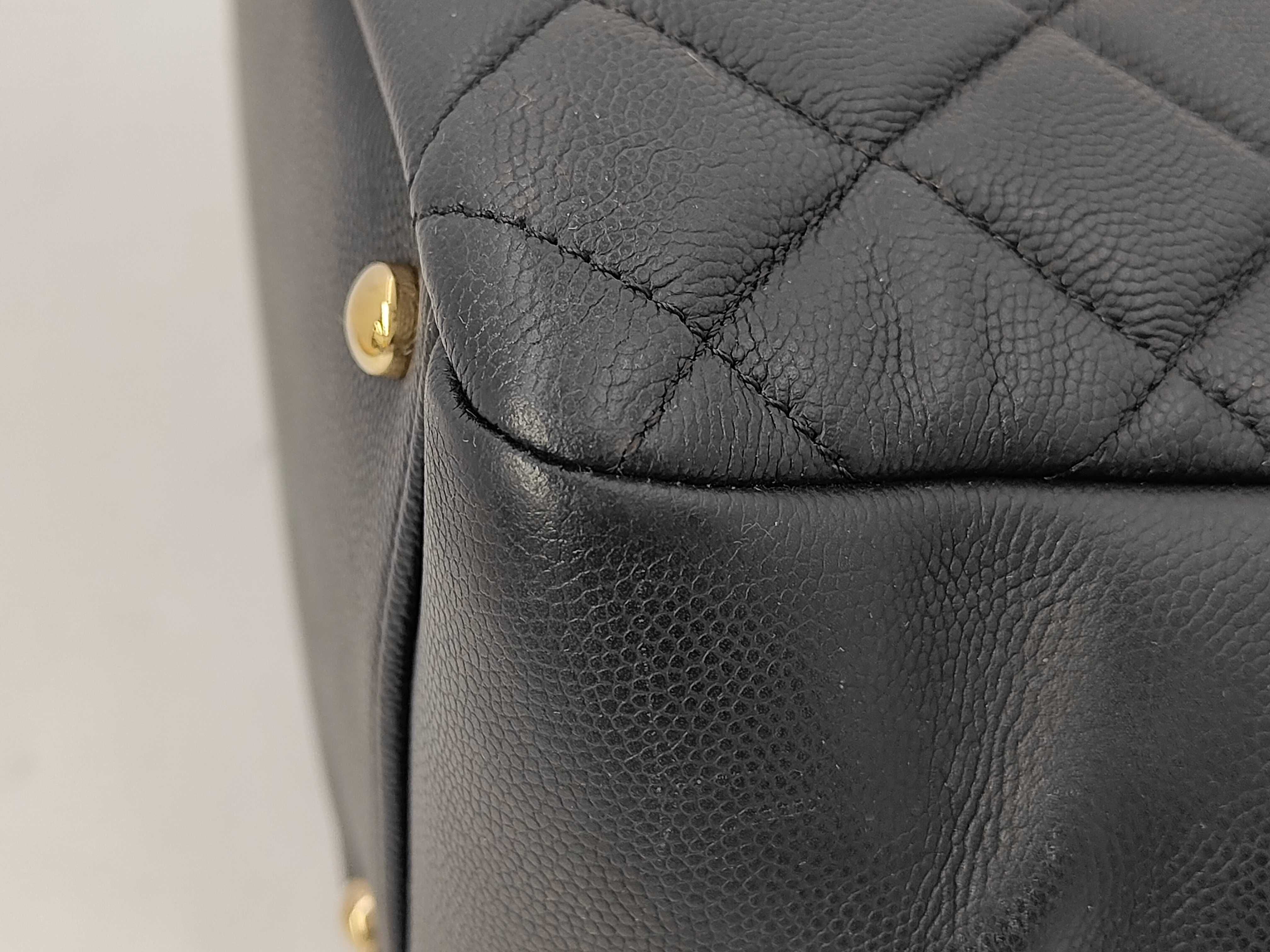 Business Affinity Caviar Skin 2-Way Handbag, Black with Gold Hardware, Serial Number 27 (Shoulder Bag) — view 3