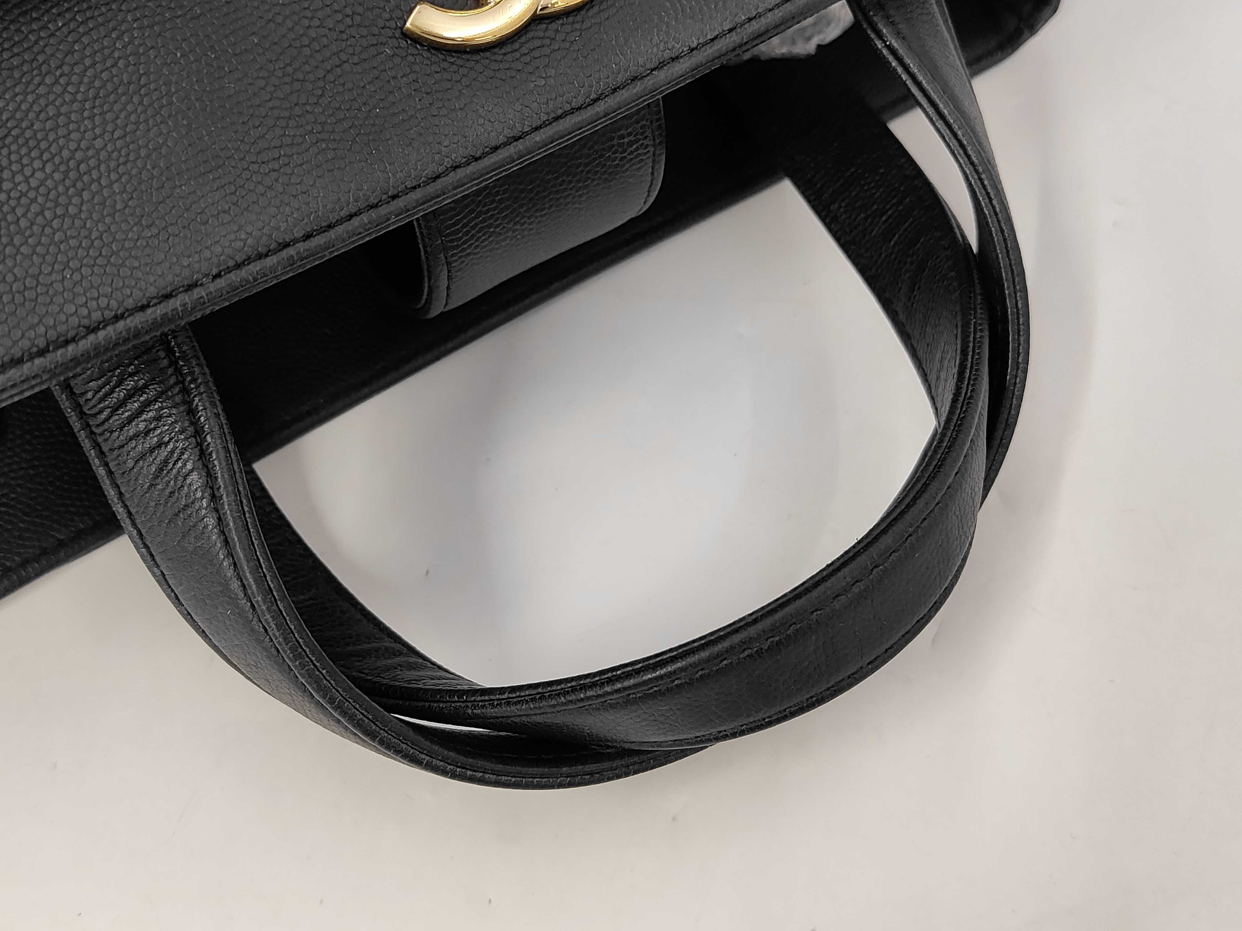 Business Affinity Caviar Skin 2-Way Handbag, Black with Gold Hardware, Serial Number 27 (Shoulder Bag) — view 5
