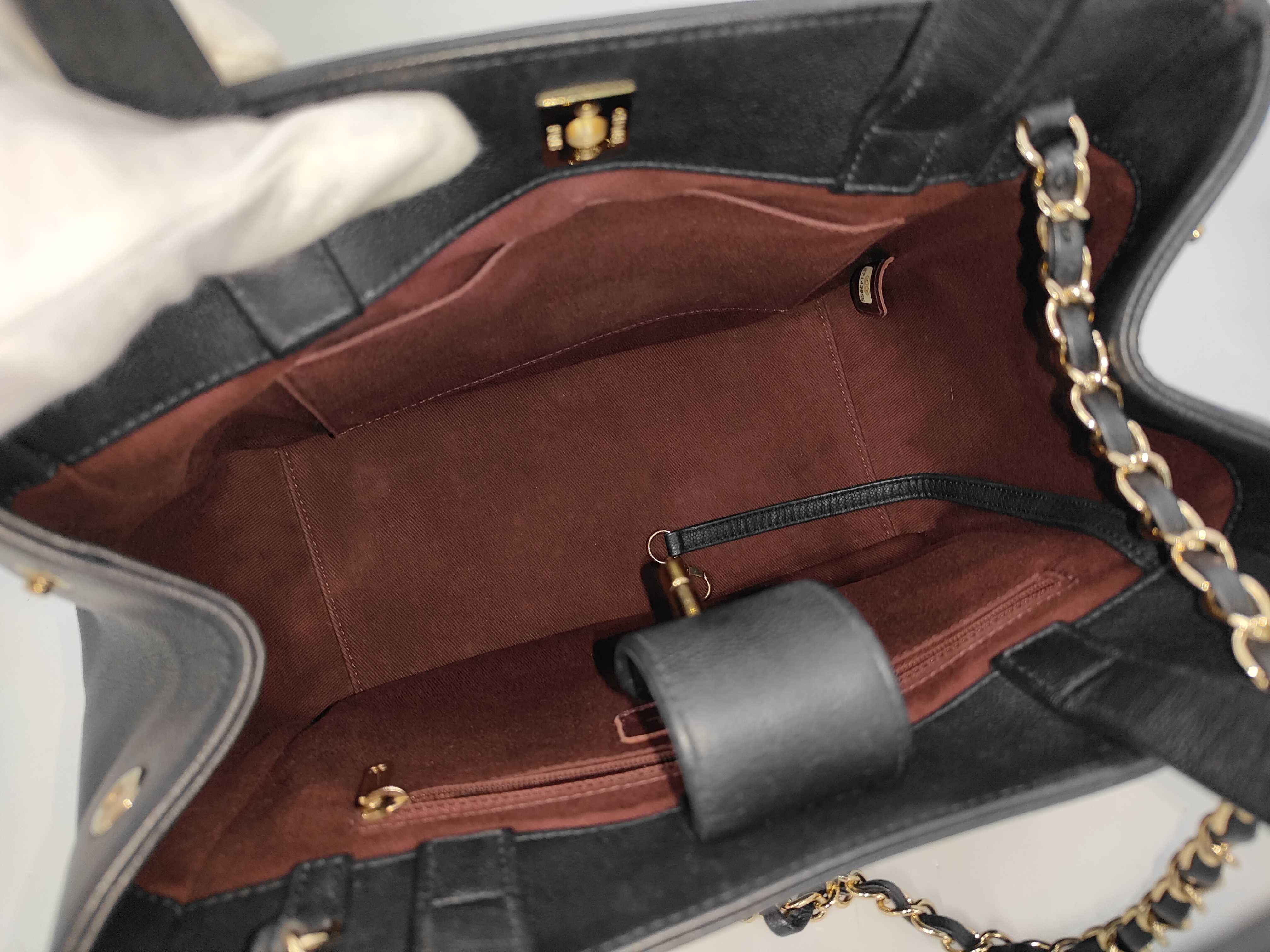 Business Affinity Caviar Skin 2-Way Handbag, Black with Gold Hardware, Serial Number 27 (Shoulder Bag) — view 7
