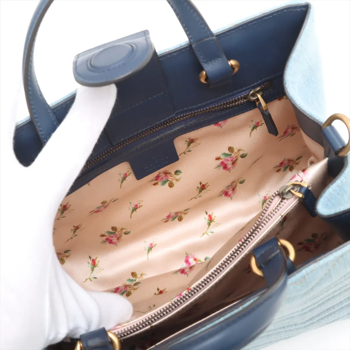 GG Marmont Denim x Leather 2WAY Handbag Blue 448054 — view 11