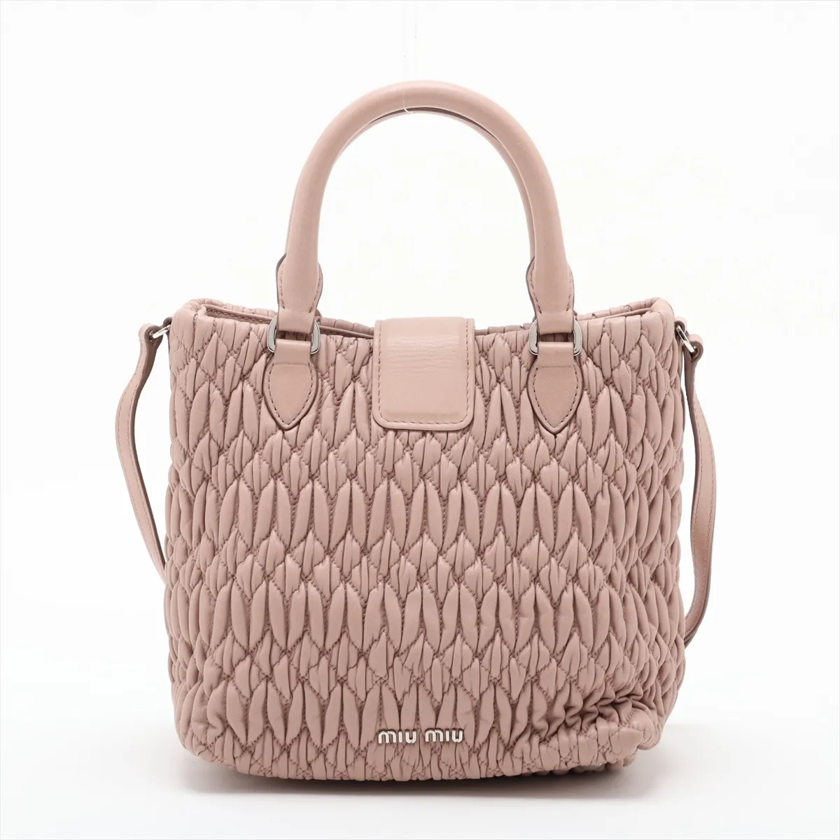 Nappa Crystal 5BE001 Leather 2-Way Handbag Pink — view 2
