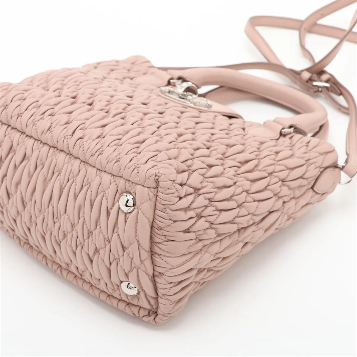 Nappa Crystal 5BE001 Leather 2-Way Handbag Pink — view 3