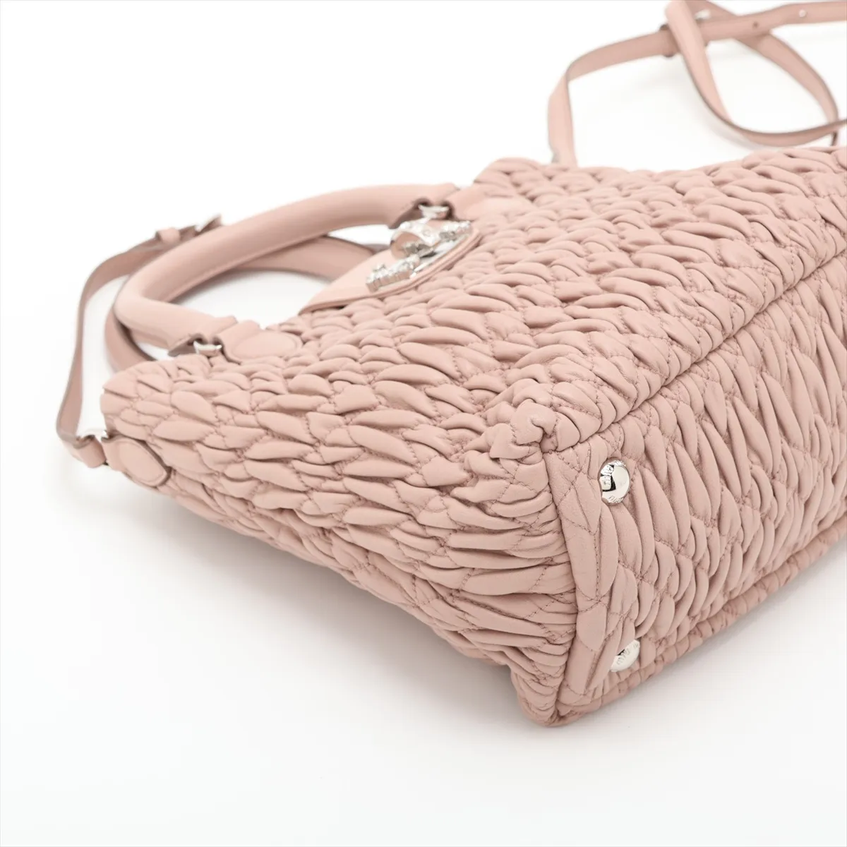 Nappa Crystal 5BE001 Leather 2-Way Handbag Pink — view 4