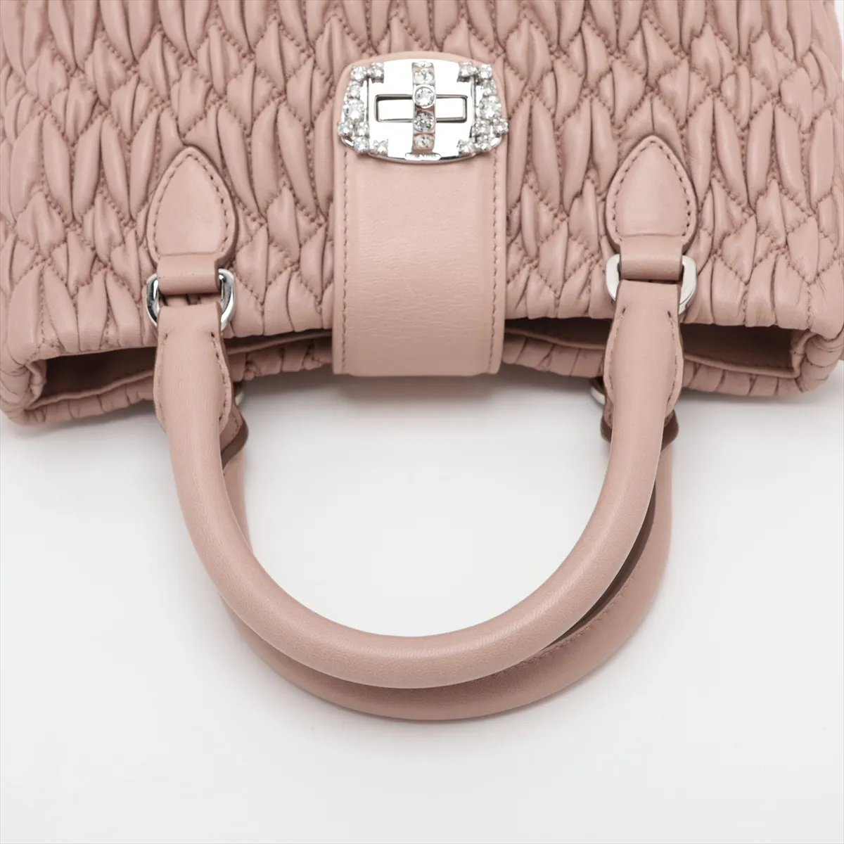 Nappa Crystal 5BE001 Leather 2-Way Handbag Pink — view 5