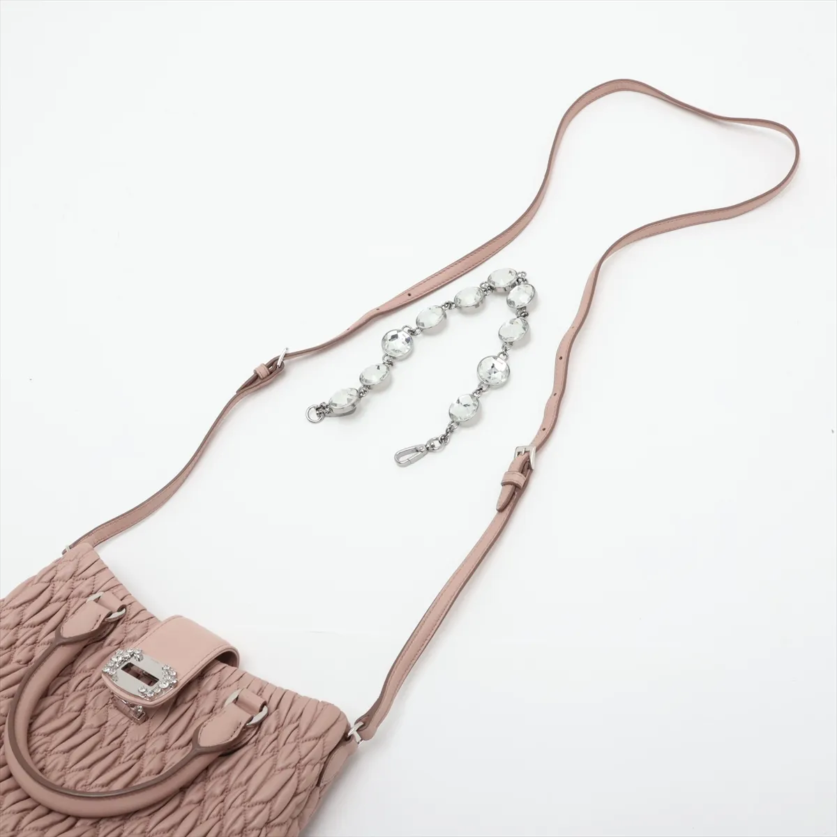 Nappa Crystal 5BE001 Leather 2-Way Handbag Pink — view 7