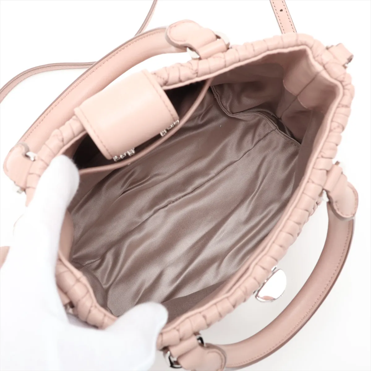 Nappa Crystal 5BE001 Leather 2-Way Handbag Pink — view 8