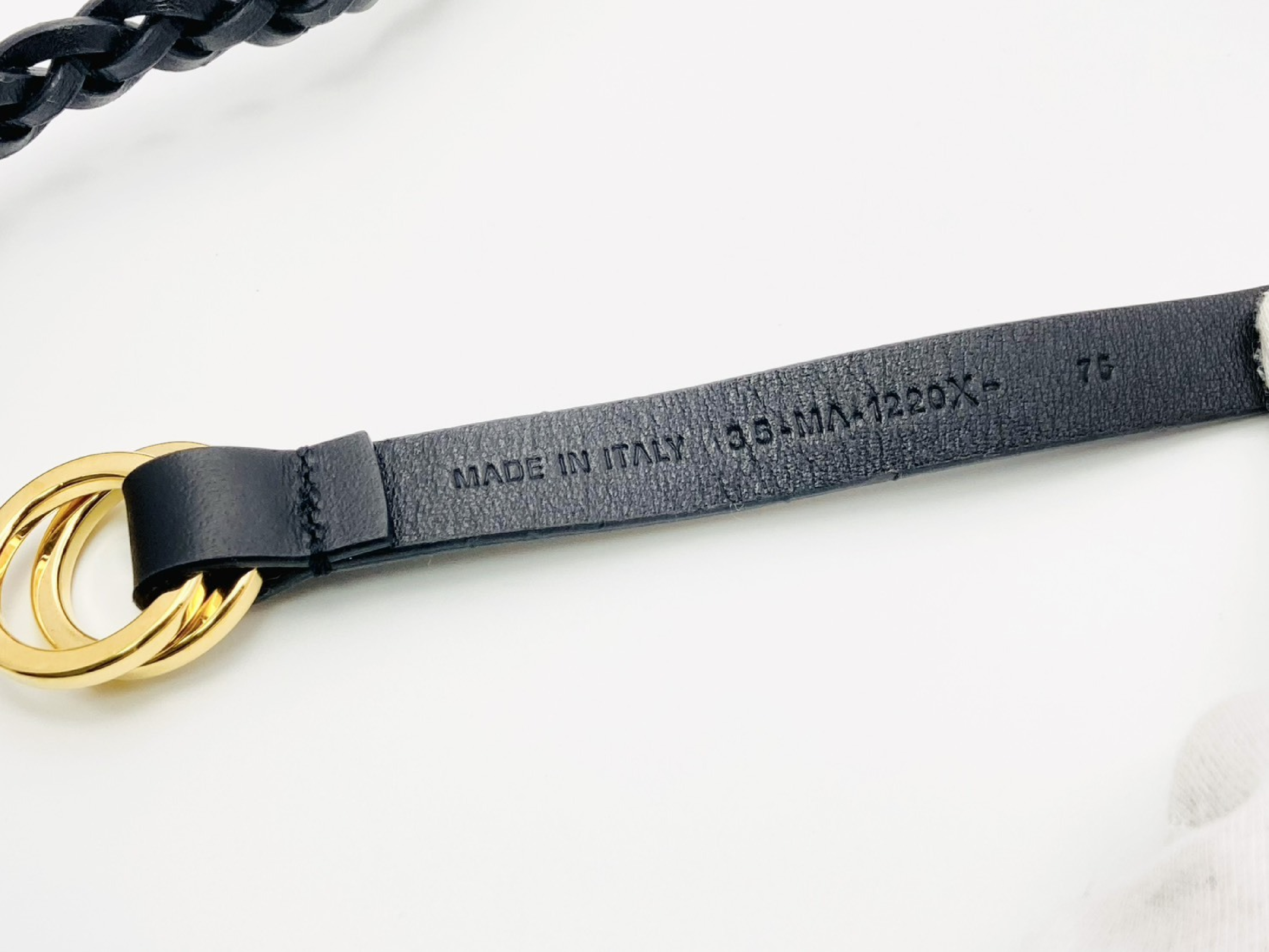 CD Logo Double Braided Leather Belt, Size 75, Black x Gold — view 3