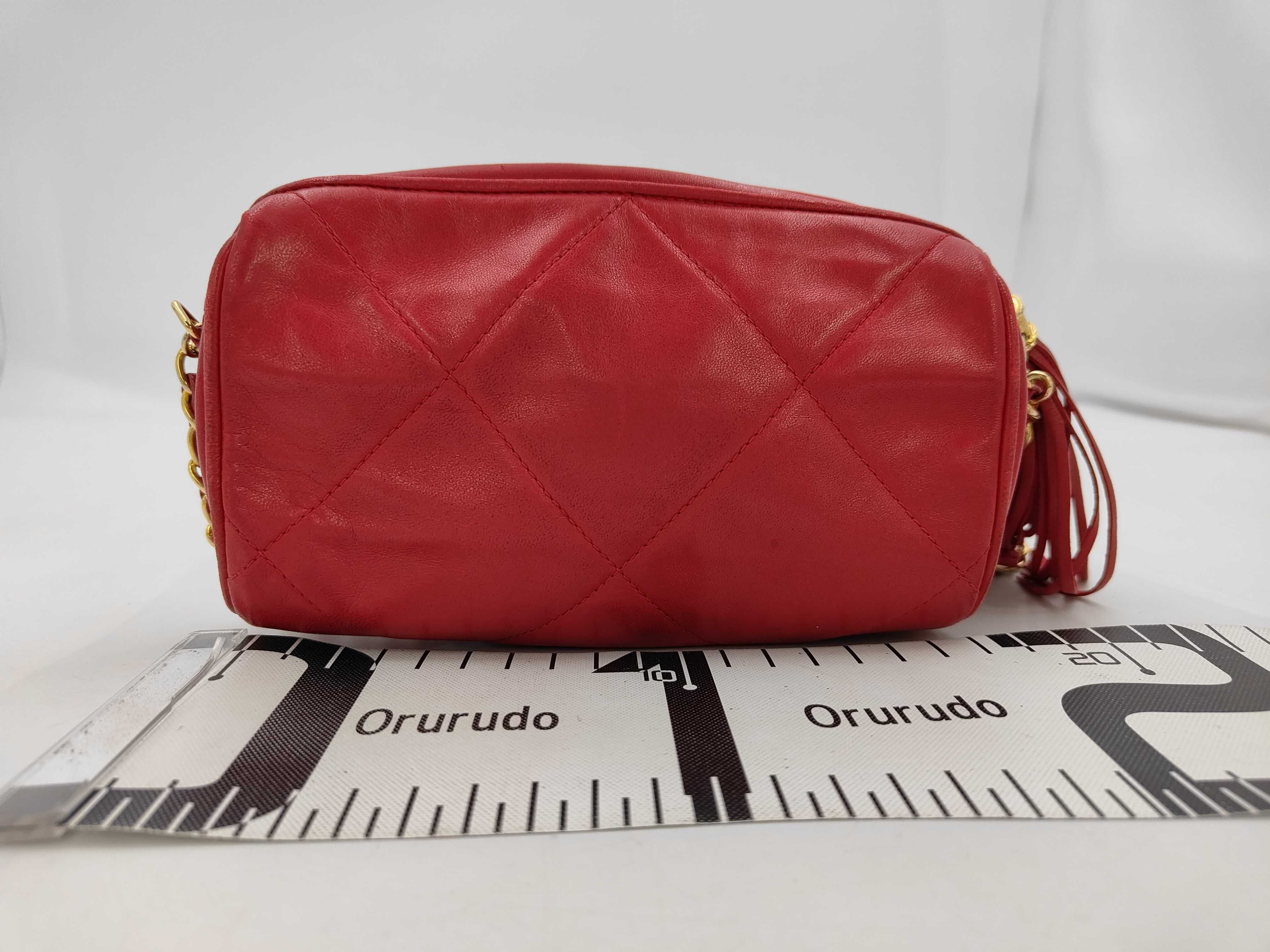 Matelassé Lambskin Fringe Shoulder Bag (Red with Gold Hardware, Serial Number 0) — view 2
